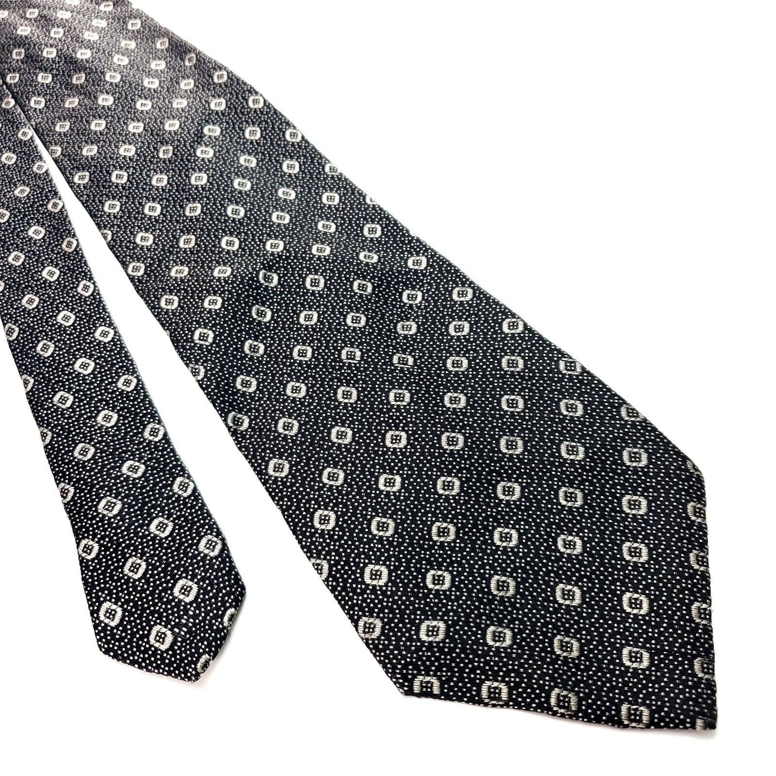 Vintage C. Dubya Black Silk Tie Woven Wide Geometric Size ONE SIZE - 1 Thumbnail