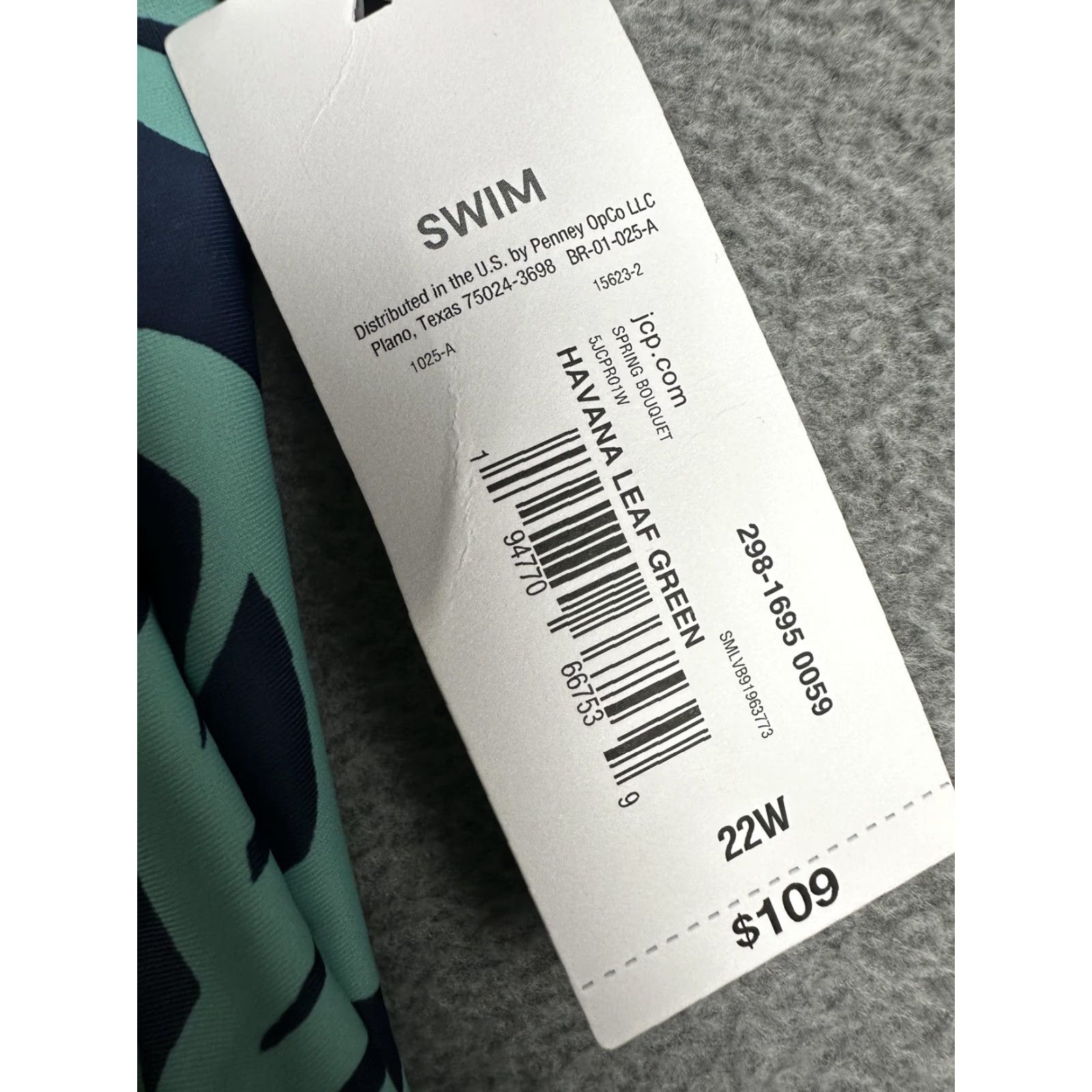 Liz Claiborne Liz Claiborne Swimdress Womens 22W Green Havana Leaf One Piece Plus Size 3XL / US 20-22 - 2 Thumbnail