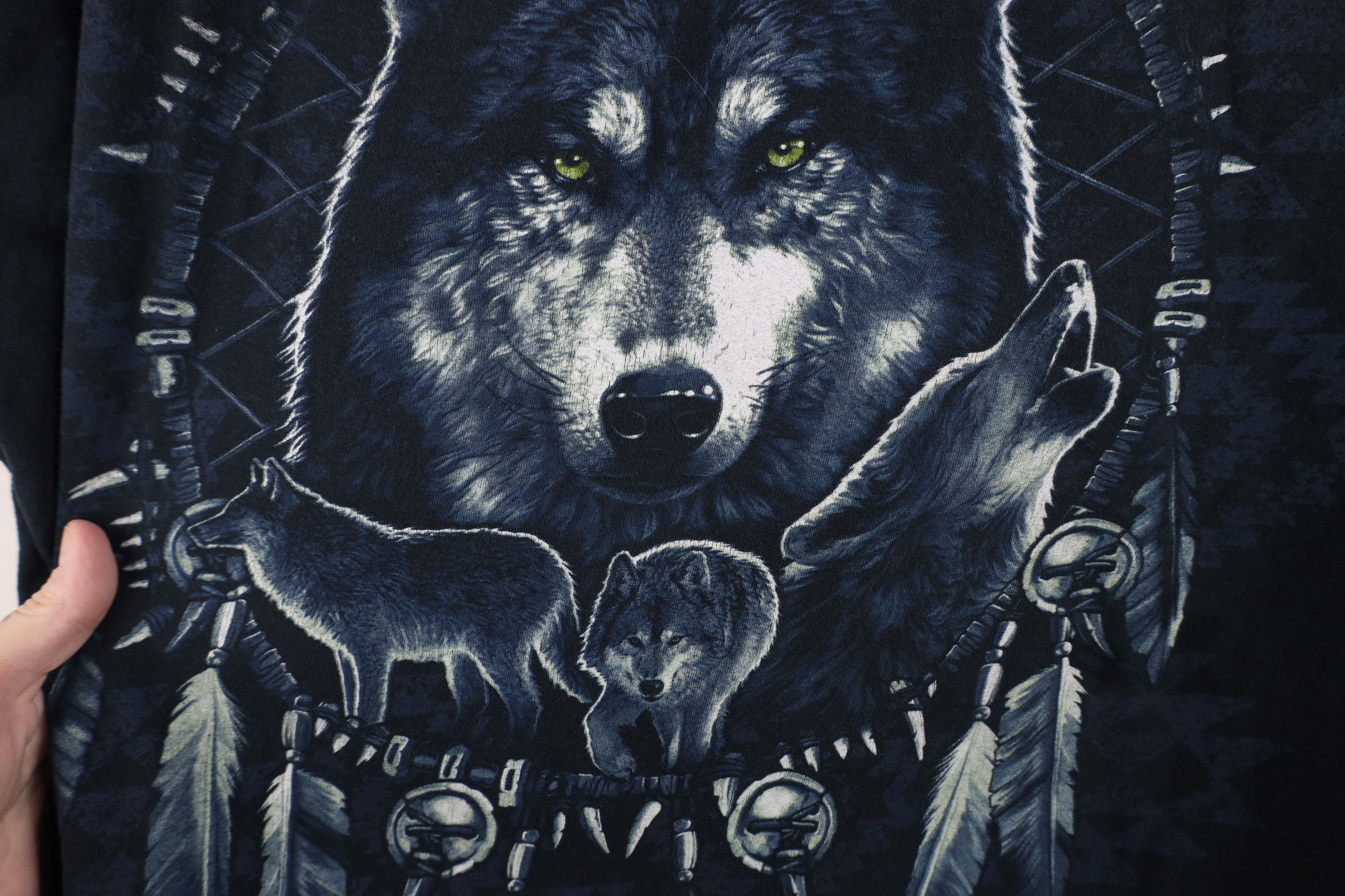 Vintage Vintage 90s Y2K Streetwear Wolf Southwestern T-Shirt Black Size US XL / EU 56 / 4 - 9 Thumbnail