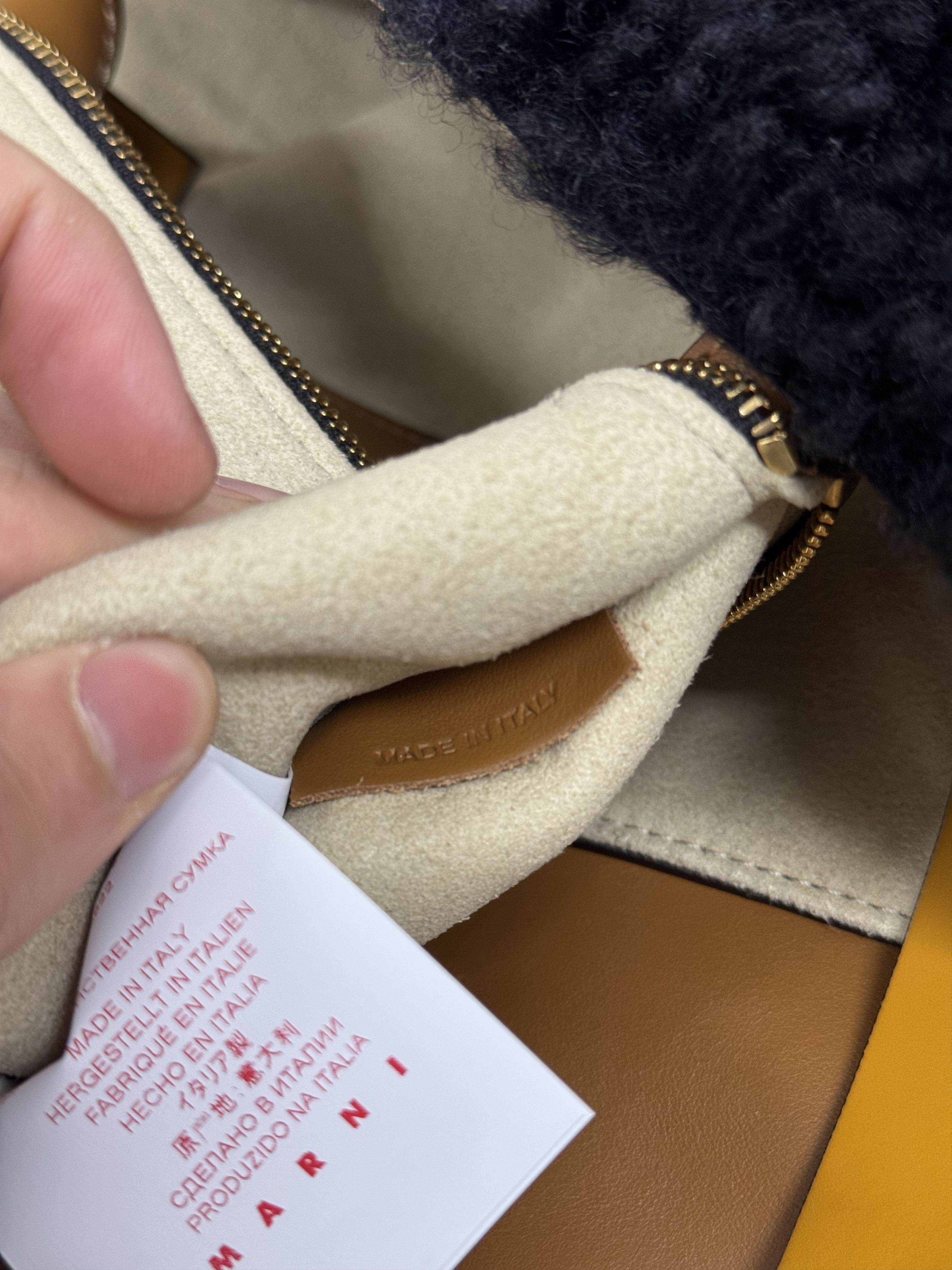 Marni Marni Brown Leather & Black Shearling Tote Bag Size ONE SIZE - 8 Thumbnail