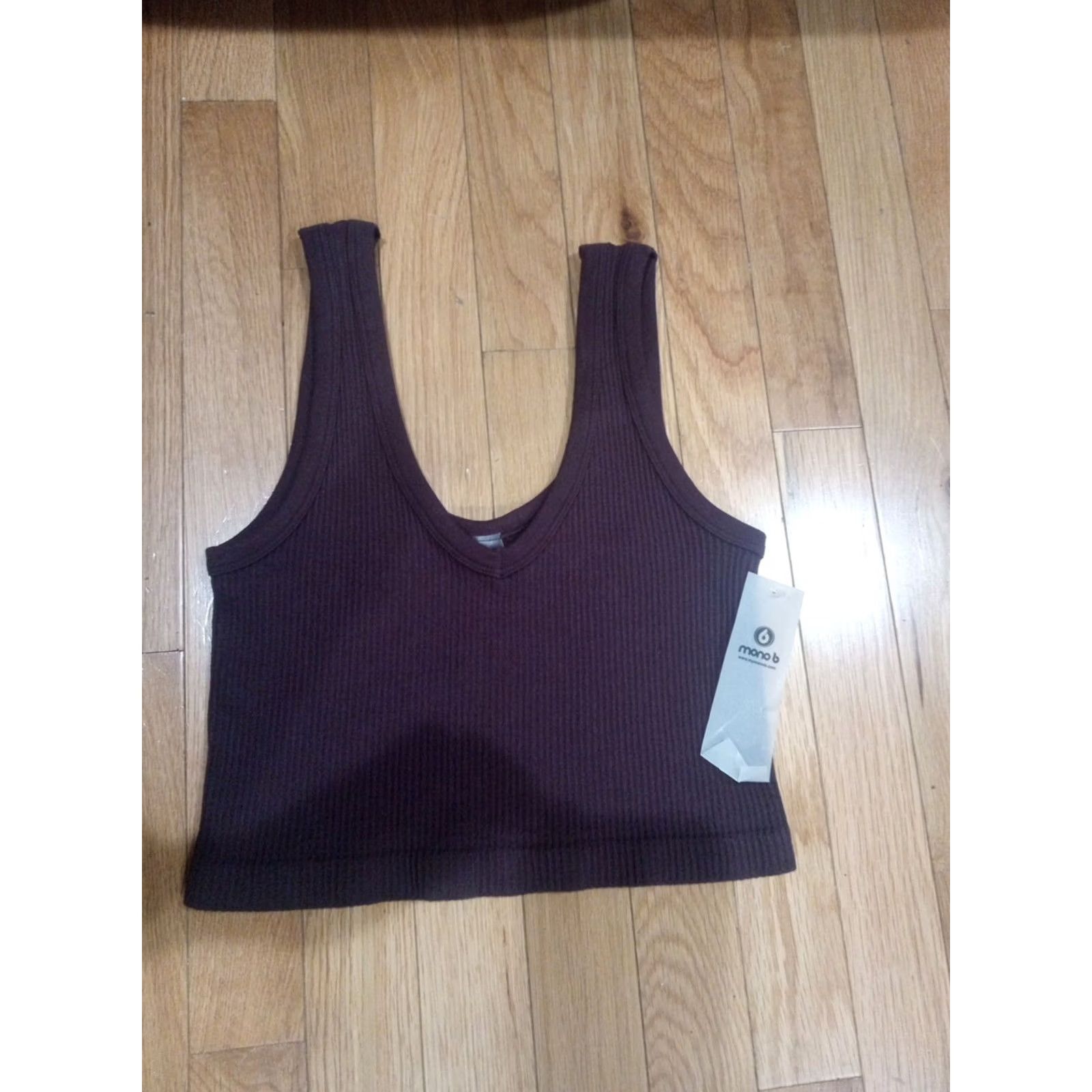 Vintage Mono B Effortless Ribbed Tank Cropped Tank Women M Black Folded Ribbed Activewear NWT Size ONE SIZE - 5 Thumbnail