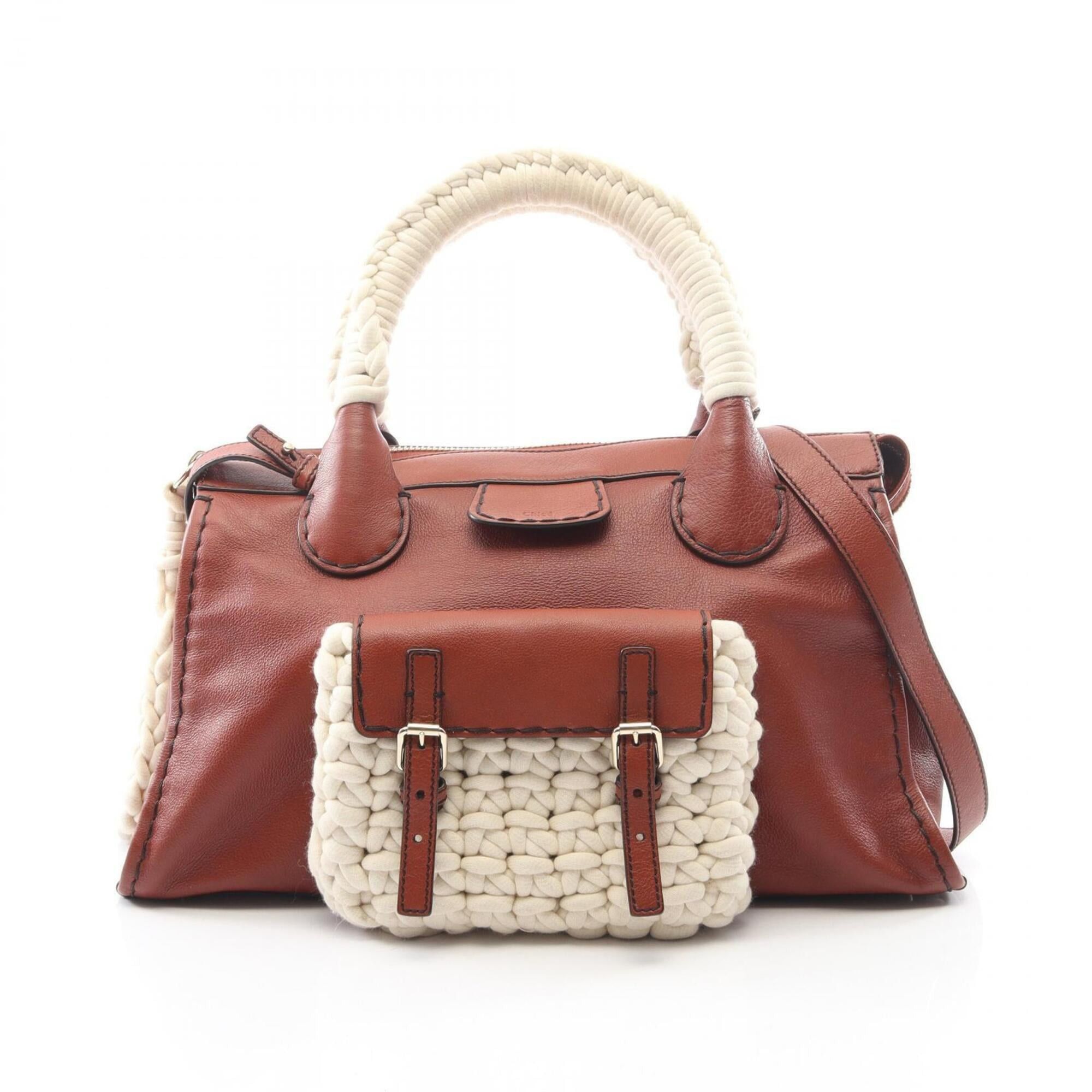 Chloe Chloé Chloe Edith 2-way handbag, leather and cotton, women's, brown white. Size ONE SIZE - 1 Thumbnail