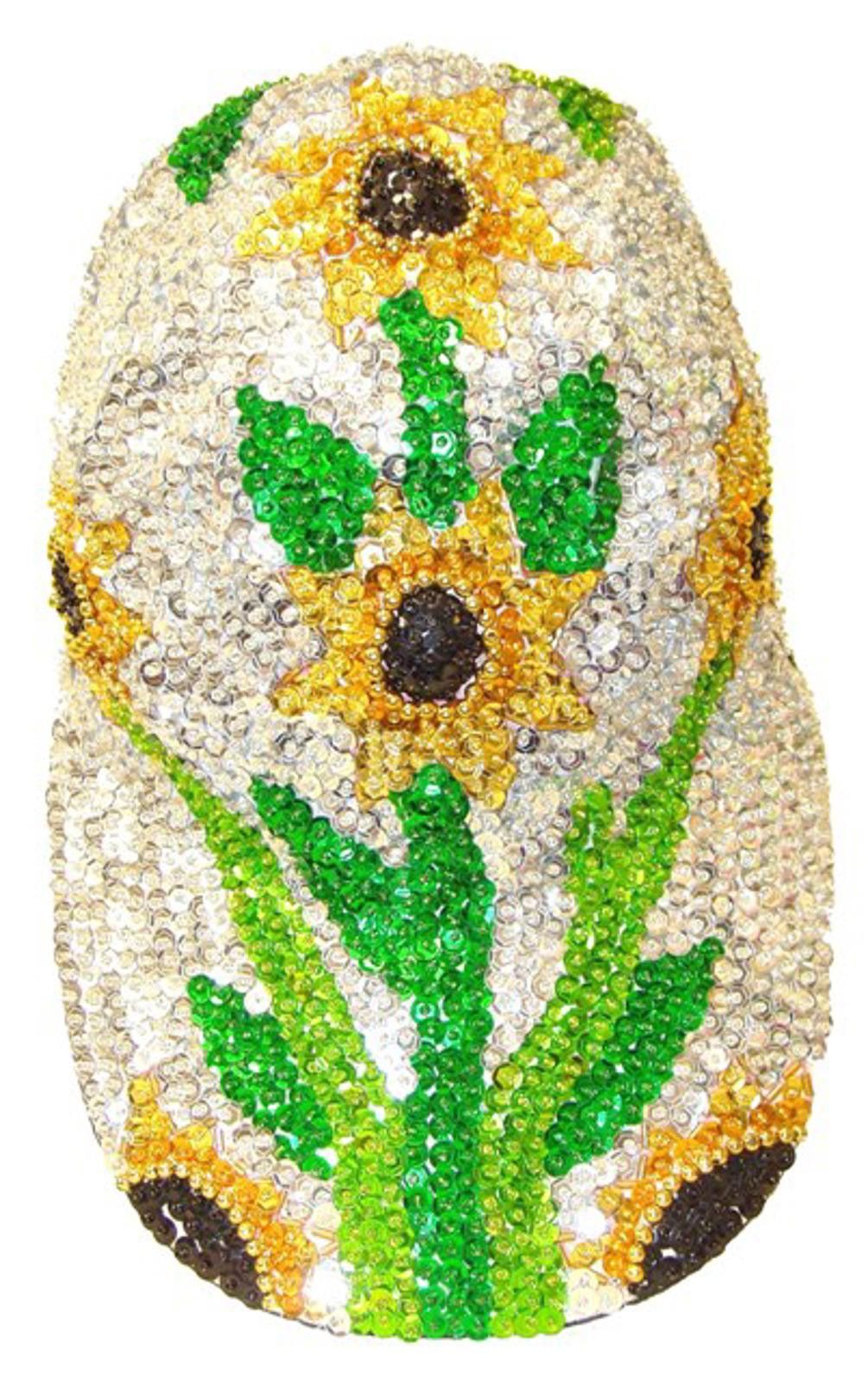 Designer Sequin Baseball Cap Sunflower Silver Size ONE SIZE - 1 Preview