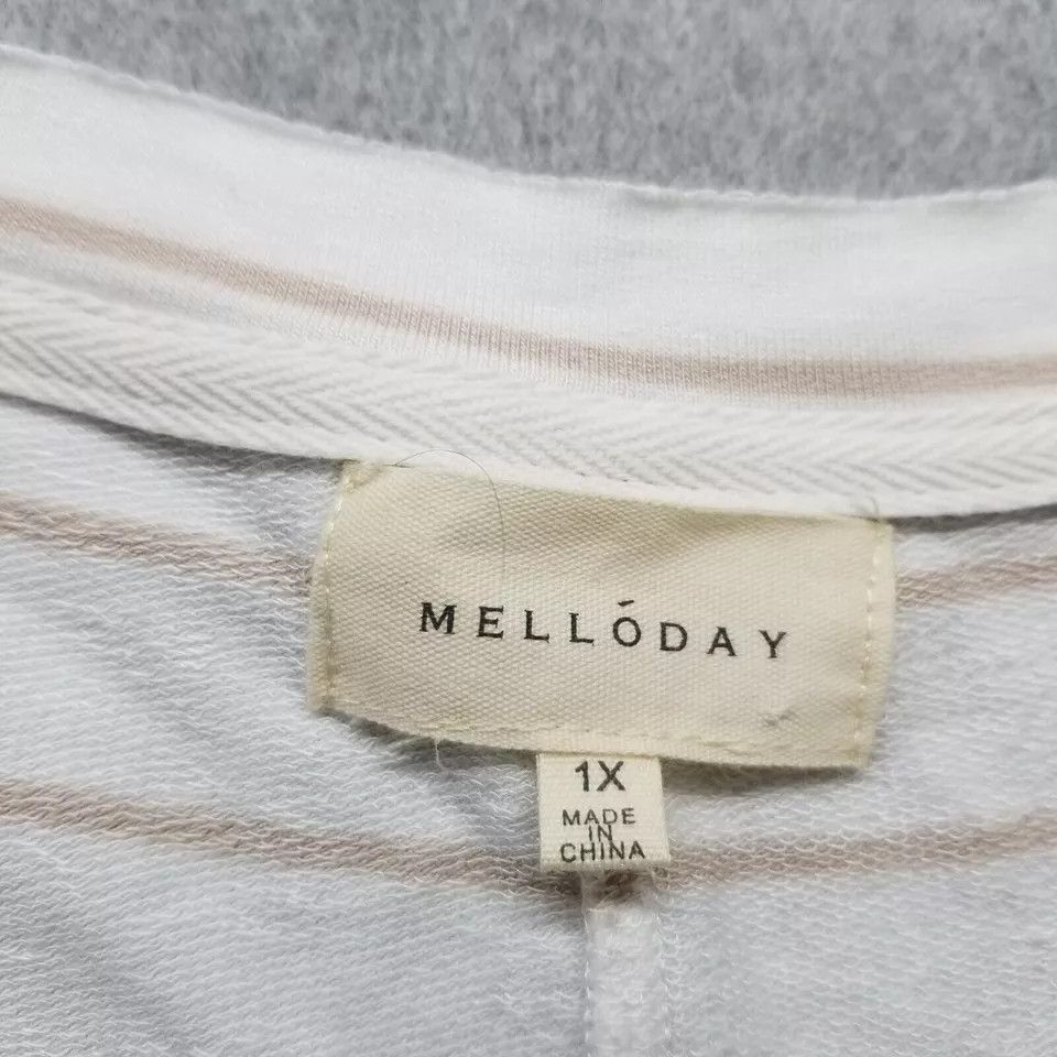 Other Melloday Shirt Womens 1X Striped Short Sleeve Rayon Blend Size ONE SIZE - 4 Thumbnail
