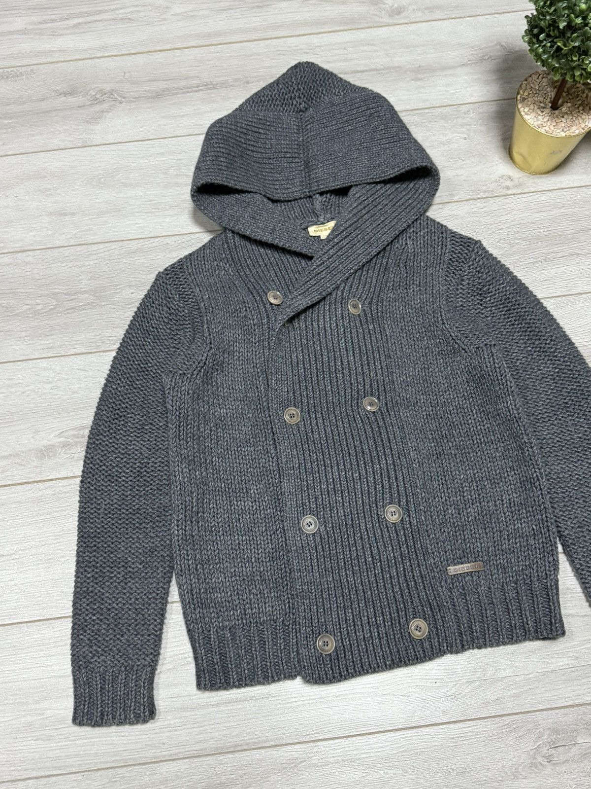 Diesel DIESEL giant hood avant garde knitted hoodie big wool button Size US L / EU 52-54 / 3 - 6 Thumbnail