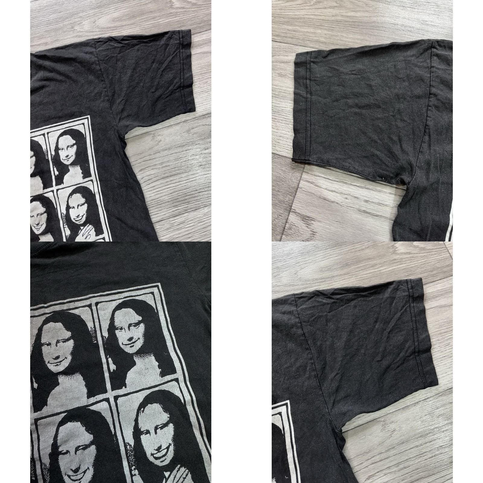 Vintage Mona Lisa Laughing Funny 12 Faces Leonardo Da Vinci Black T-Shirt Size M Size US M / EU 48-50 / 2 - 8 Thumbnail