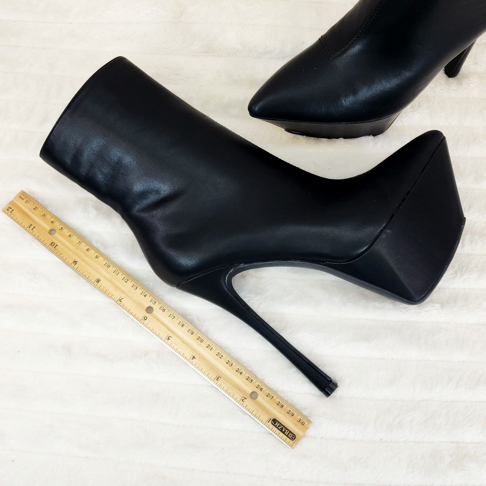 Other Kinder Pointy Toe Platform Stiletto Heel Ankle Boots Black V Size US 10 / IT 40 - 3 Thumbnail