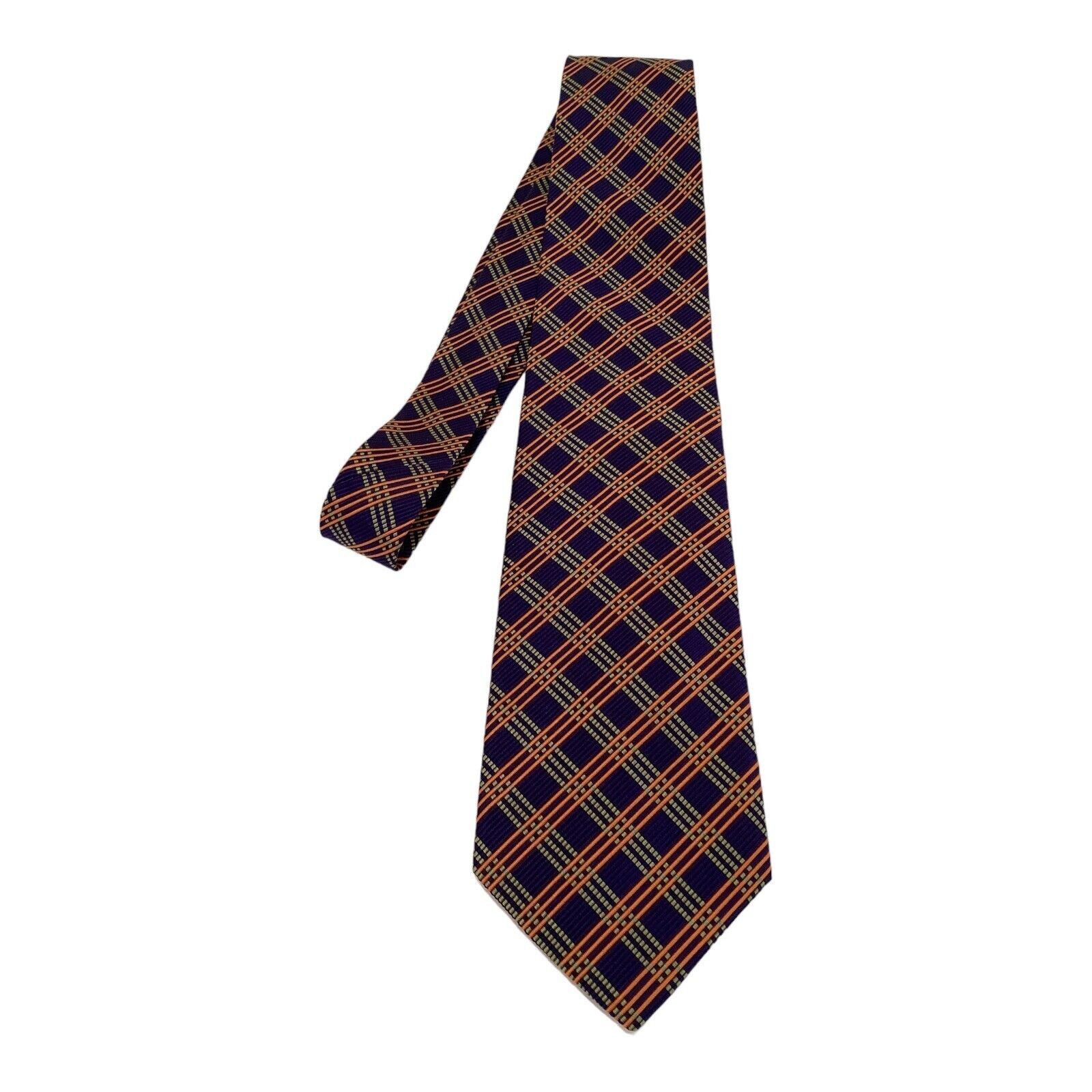 Robert Talbott ROBERT TALBOT Blue Orange PLaids & Cheks Silk Tie Made In US Size ONE SIZE - 5 Thumbnail