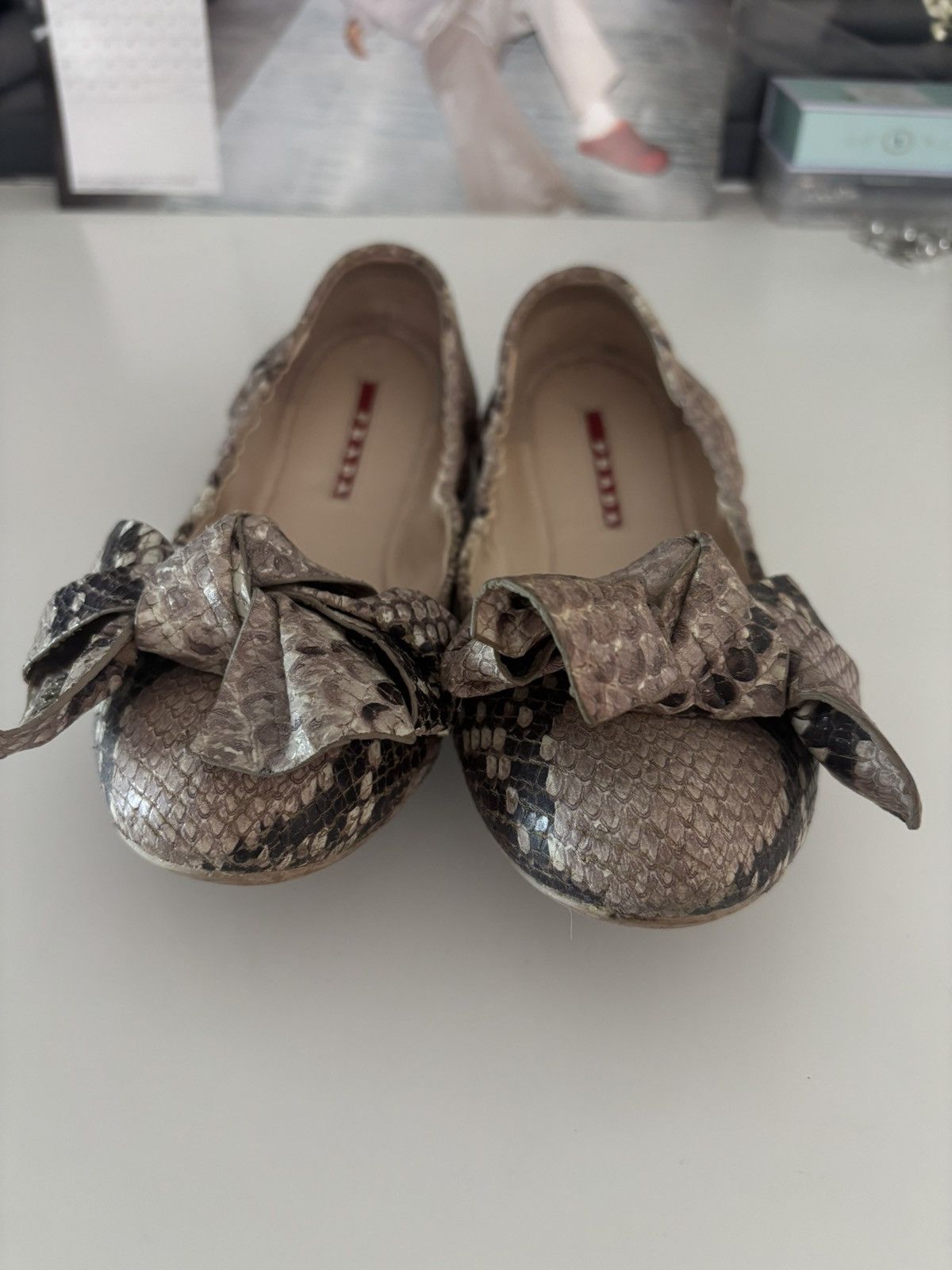 Prada Prada Snakeskin Ballerina Flats Size 36 Size US 5 / IT 35 - 3 Thumbnail