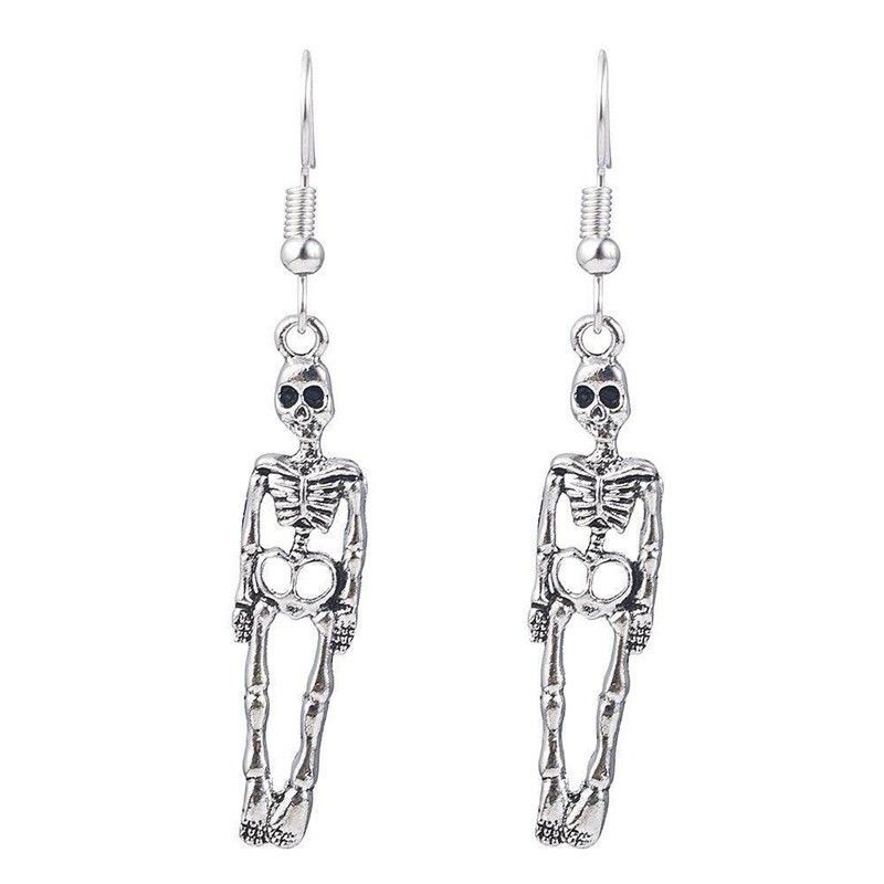 Jewelry × Sterling Silver Skull Hip-hop Earrings One Pairs Chrome Jewelry Size ONE SIZE - 2 Thumbnail