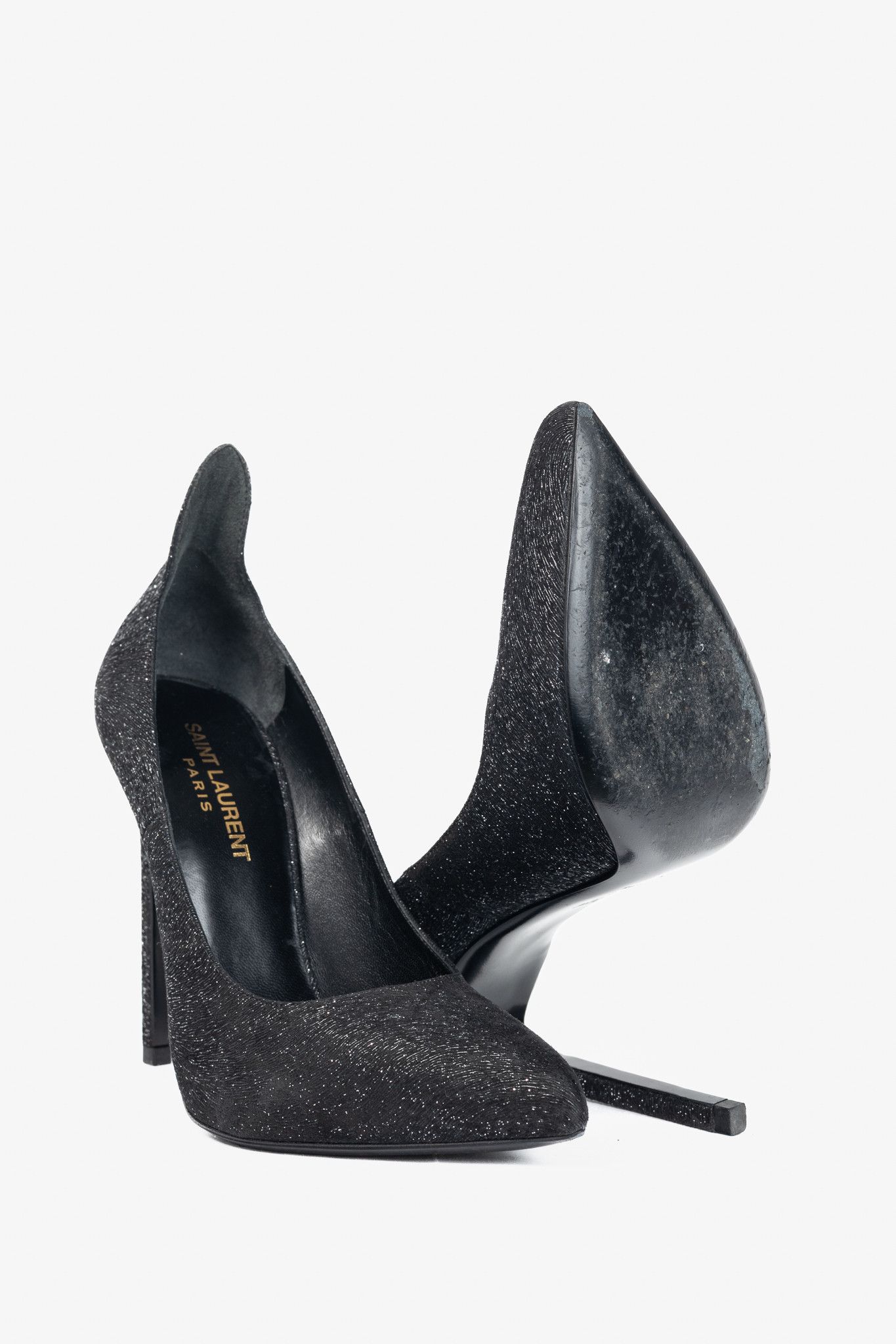 Saint Laurent Paris Saint Laurent Thorn Sparkle High-Counter Pointed-Toe Pumps Size US 6 / IT 36 - 4 Thumbnail