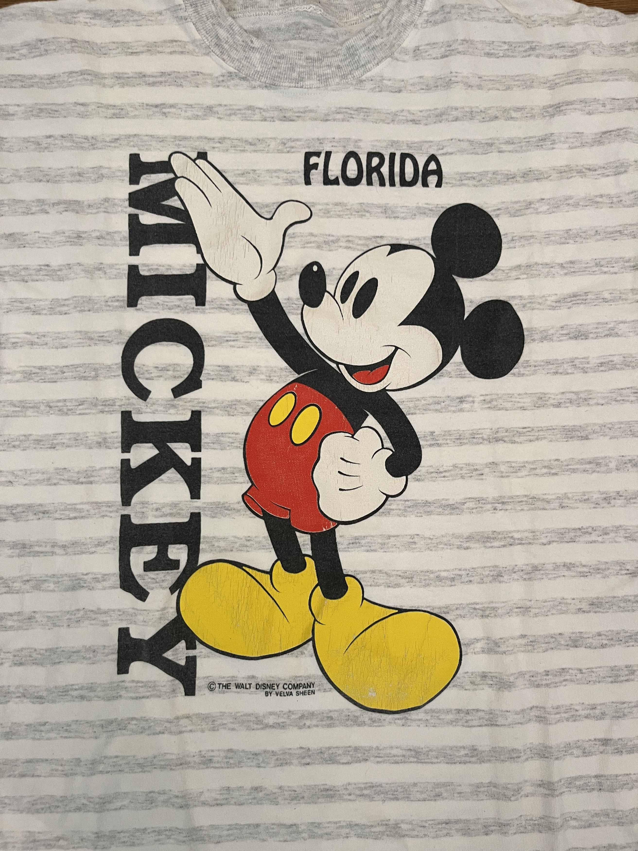 Disney Vintage 90s Mickey Mouse Florida Striped Velva Sheen Tee L Size US M / EU 48-50 / 2 - 2 Thumbnail
