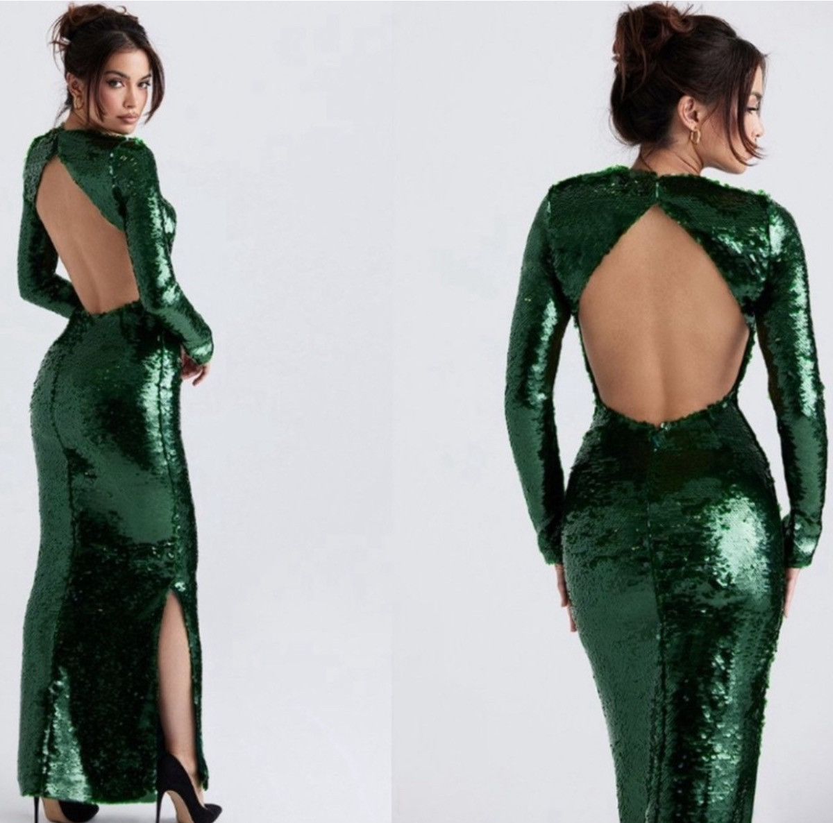 House of CB NWT House of CB Belle Green Sequin Open Back Maxi Dress Sz S Size S / US 4 / IT 40 - 5 Thumbnail