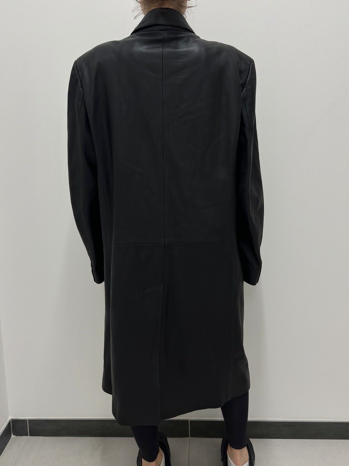 vintage ZARA Leather Long Trench Coat Jacket y2k Swag