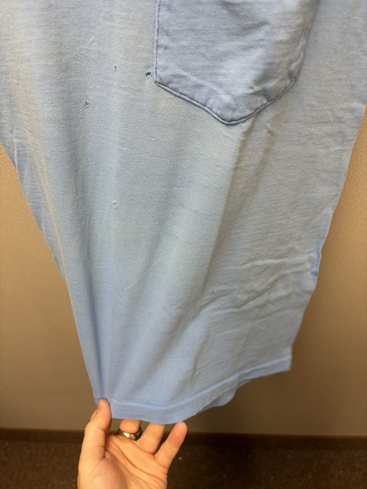 Vintage Vintage Blue Trashed TShirt ***single stich Size US S / EU 44-46 / 1 - 3 Thumbnail
