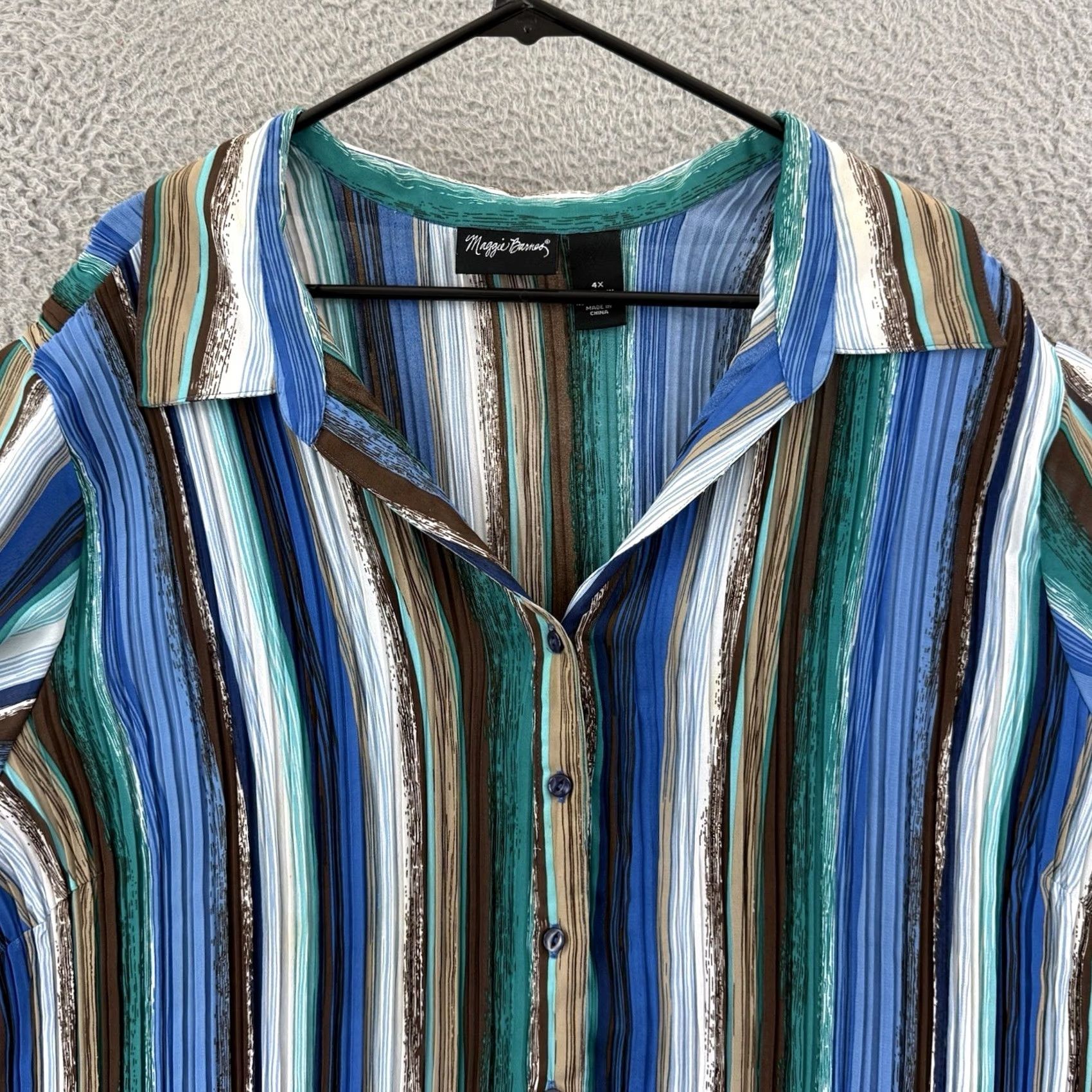 Vintage VINTAGE Maggie Barnes Shirt Womens 4X Pleated Button Up Blouse Short Sleeve Boho Size XXL / US 16-18 / IT 52-54 - 3 Thumbnail