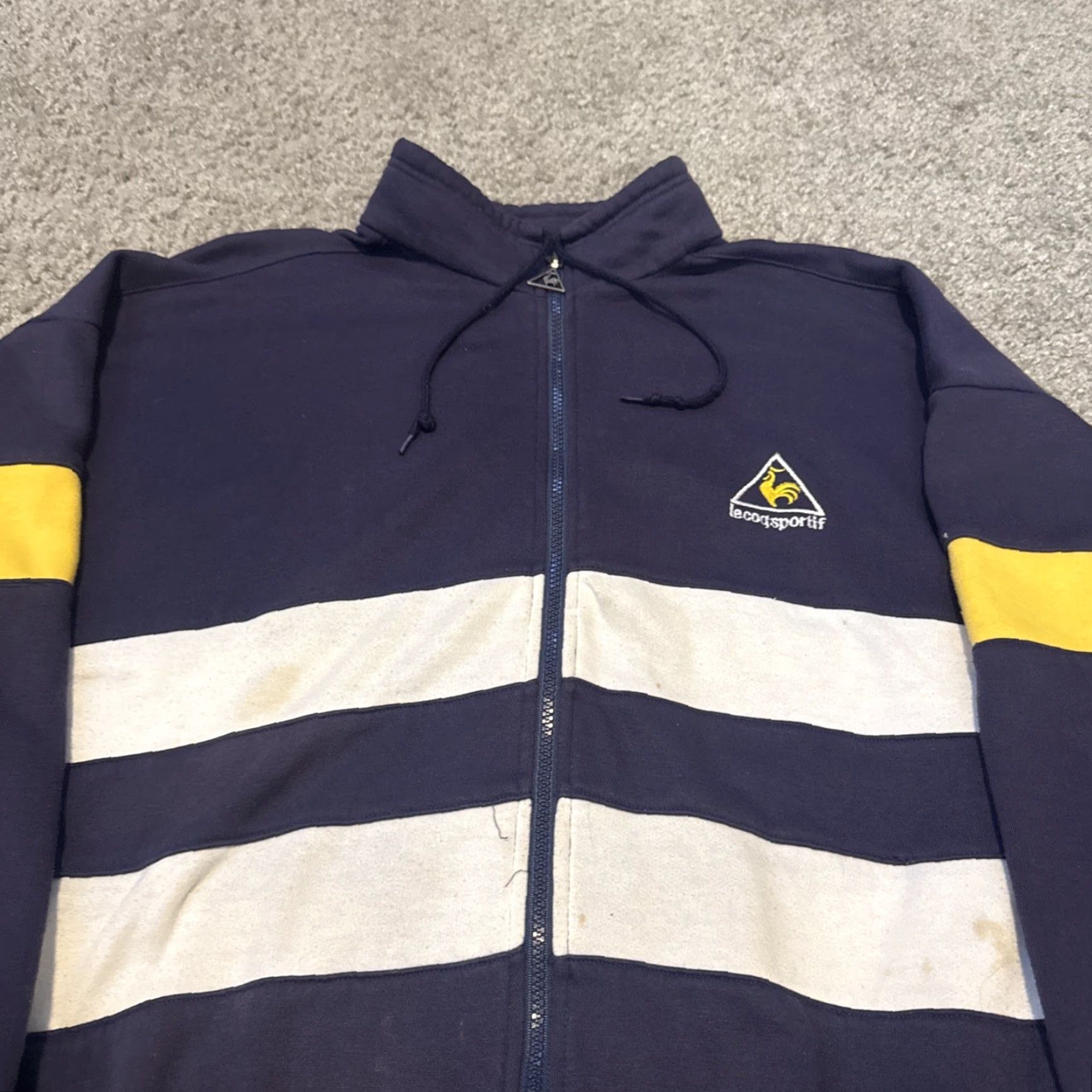 Le Coq Sportif VINTAGE Le Coq Sportif Navy Blue White Full Zip Polyester Cotton Track Jacket Unisex Adults L Blue 80s Mens Womens Size US L / EU 52-54 / 3 - 4 Thumbnail