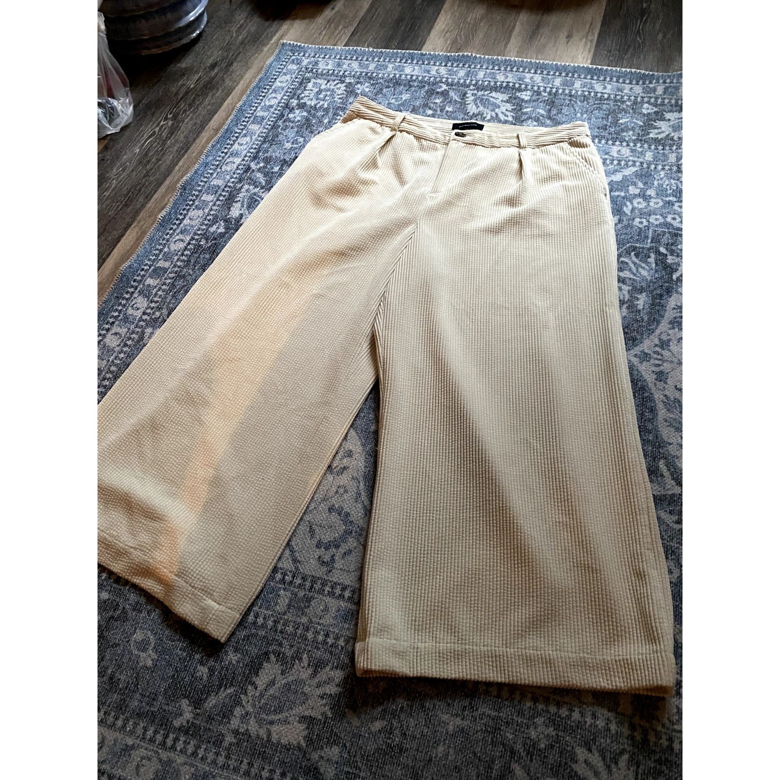 Other Wide Leg Off White High Waist Corduroy Crop Trousers 16 Size 38" / US 16 / IT 52 - 3 Thumbnail