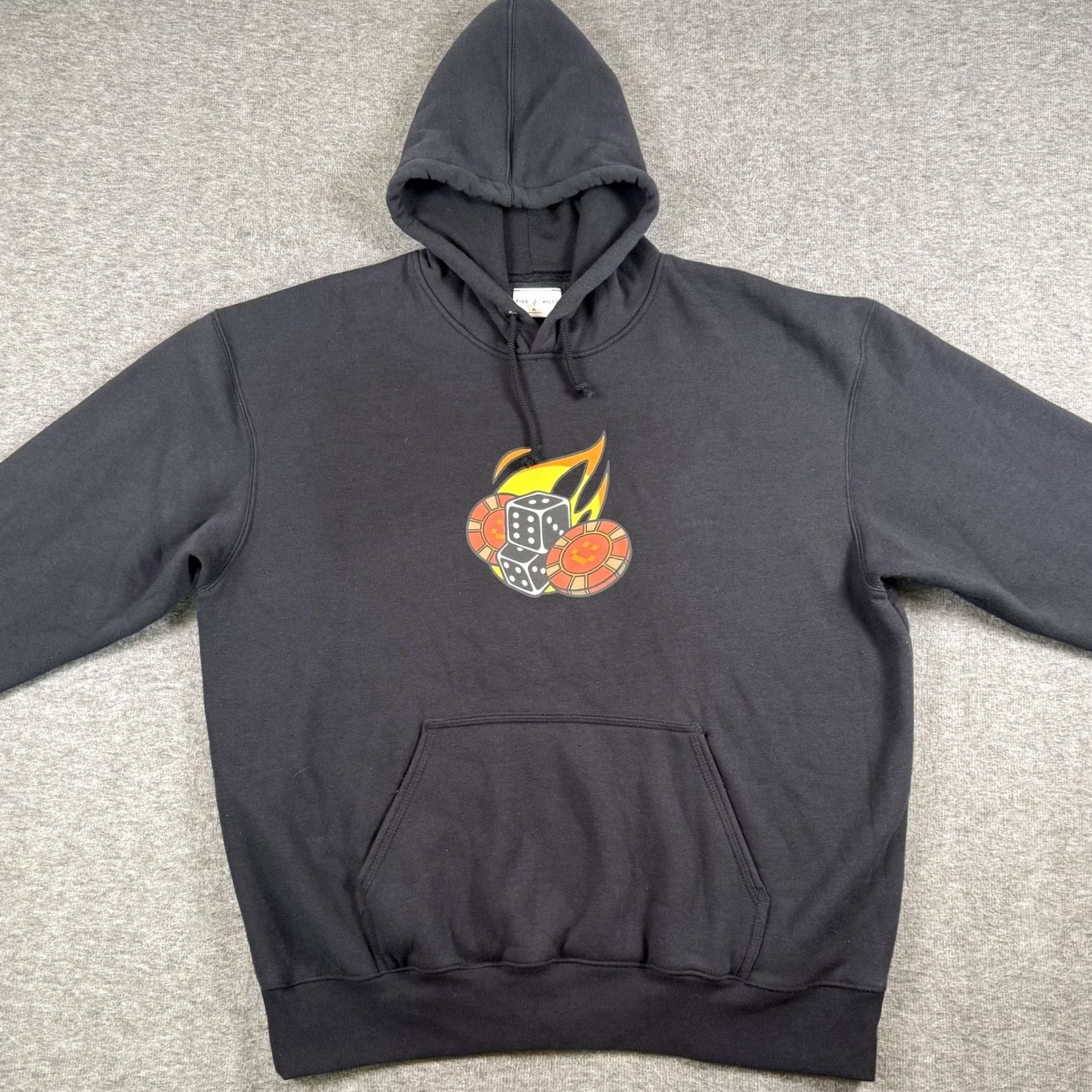 Vintage Five Hills Hoodie Mens XL Black Dice Poker Chips Flames Pullover Casino Size US XL / EU 56 / 4 - 2 Thumbnail