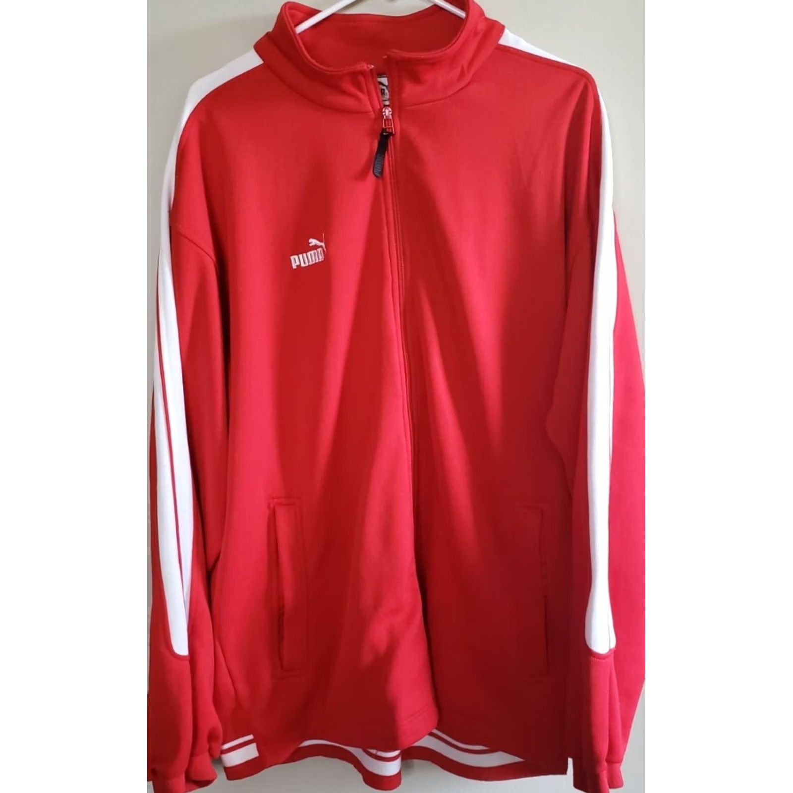 Puma VINTAGE Puma Track Jacket Mens XL Red & White Full Zip Up EUC Size US XL / EU 56 / 4 - 3 Thumbnail