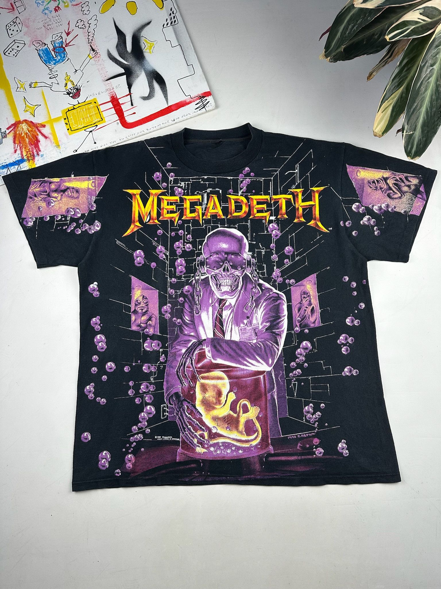 Band Tees 1991 MEGADETH ALL OVER PRINT AOP WILD TEE SHIRT Size US XL / EU 56 / 4 - 1 Thumbnail