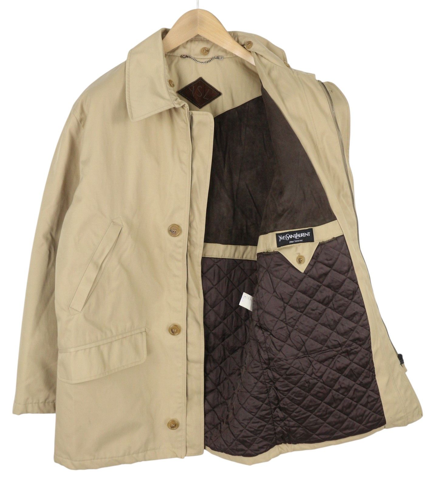 Yves Saint Laurent 48 Beige Full Zip Spread Collar Pockets Lined 86461 Size US M / EU 48-50 / 2 - 2 Thumbnail