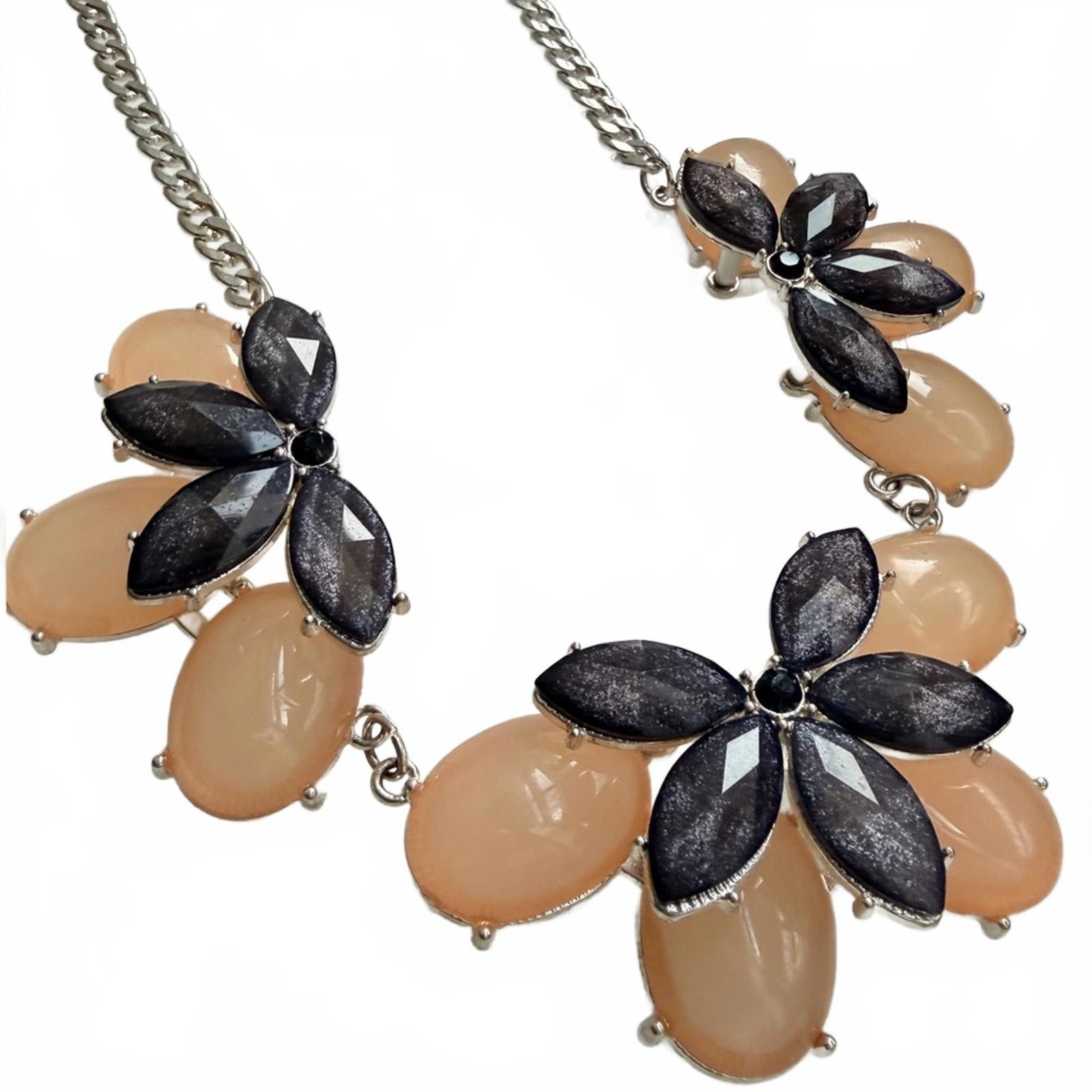 Other VTG New York & Co Black Tan Floral Statement Bib Necklace Size ONE SIZE - 5 Thumbnail