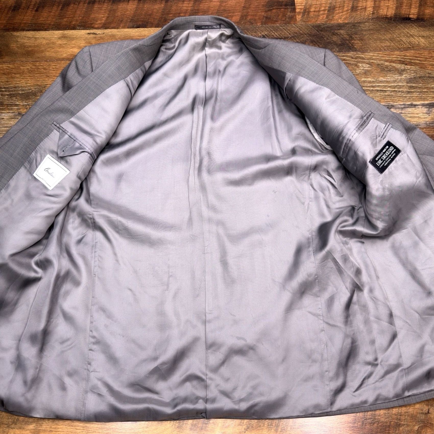 Corneliani Corneliani Double Breasted Suit Jacket 42 Gray Italy Blazer Wool 100s Vogue Men Regular Solid Notch Lapel Six-Button Dry Clean Only Ven tless Size 42R - 3 Thumbnail
