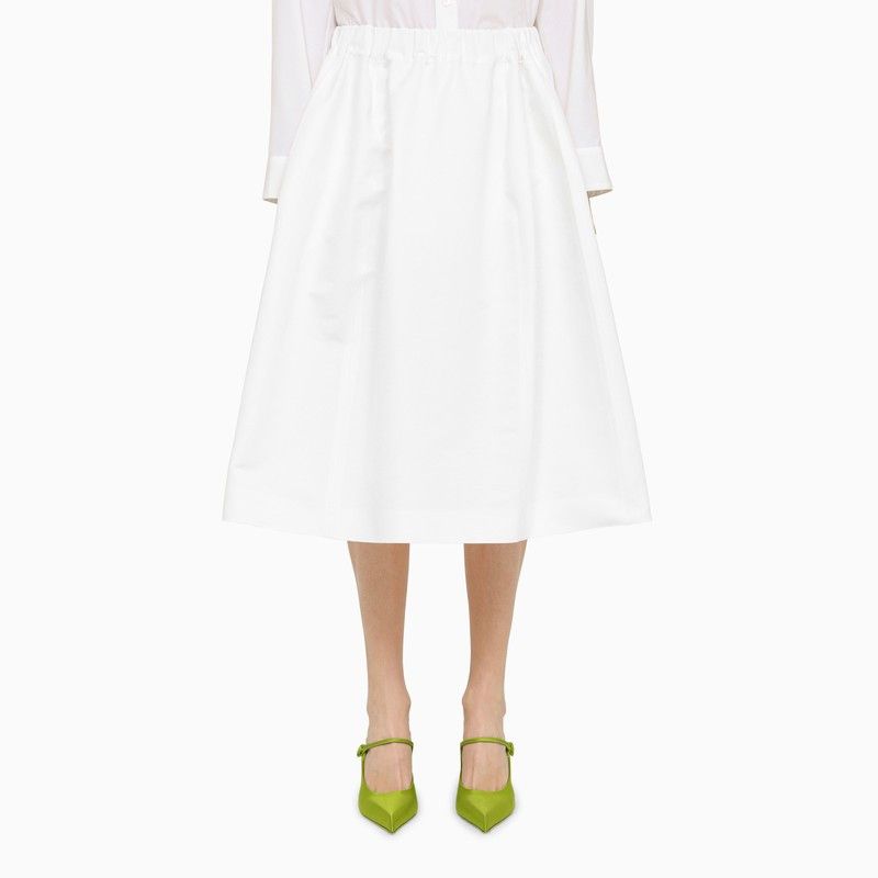 image of Marni White Cotton Wide Skirt, Women's (Size 26)