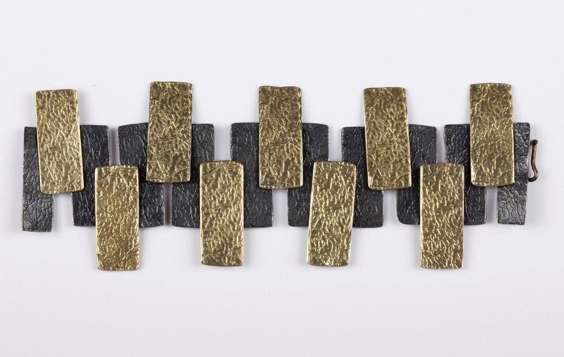 Hand Made 18kt Gold Vermeil Sterling Panel Bracelet