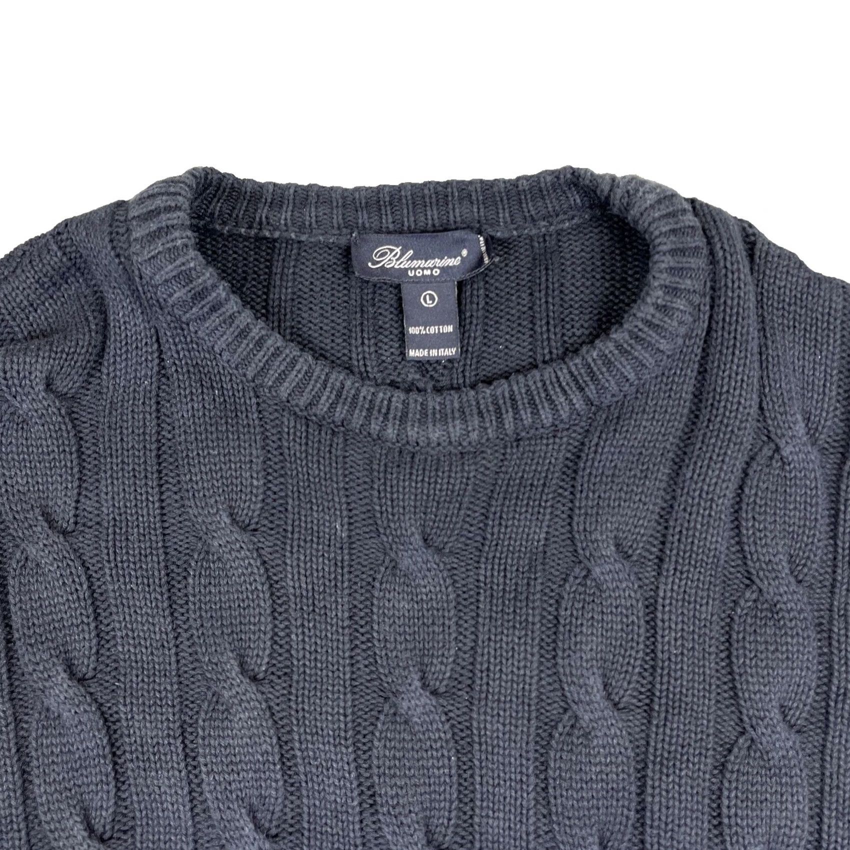 Blumarine Blumarine Sweater Mens L Blue Uomo Italian Fisherman Cable Knit Pullover Chunky Size US L / EU 52-54 / 3 - 3 Thumbnail