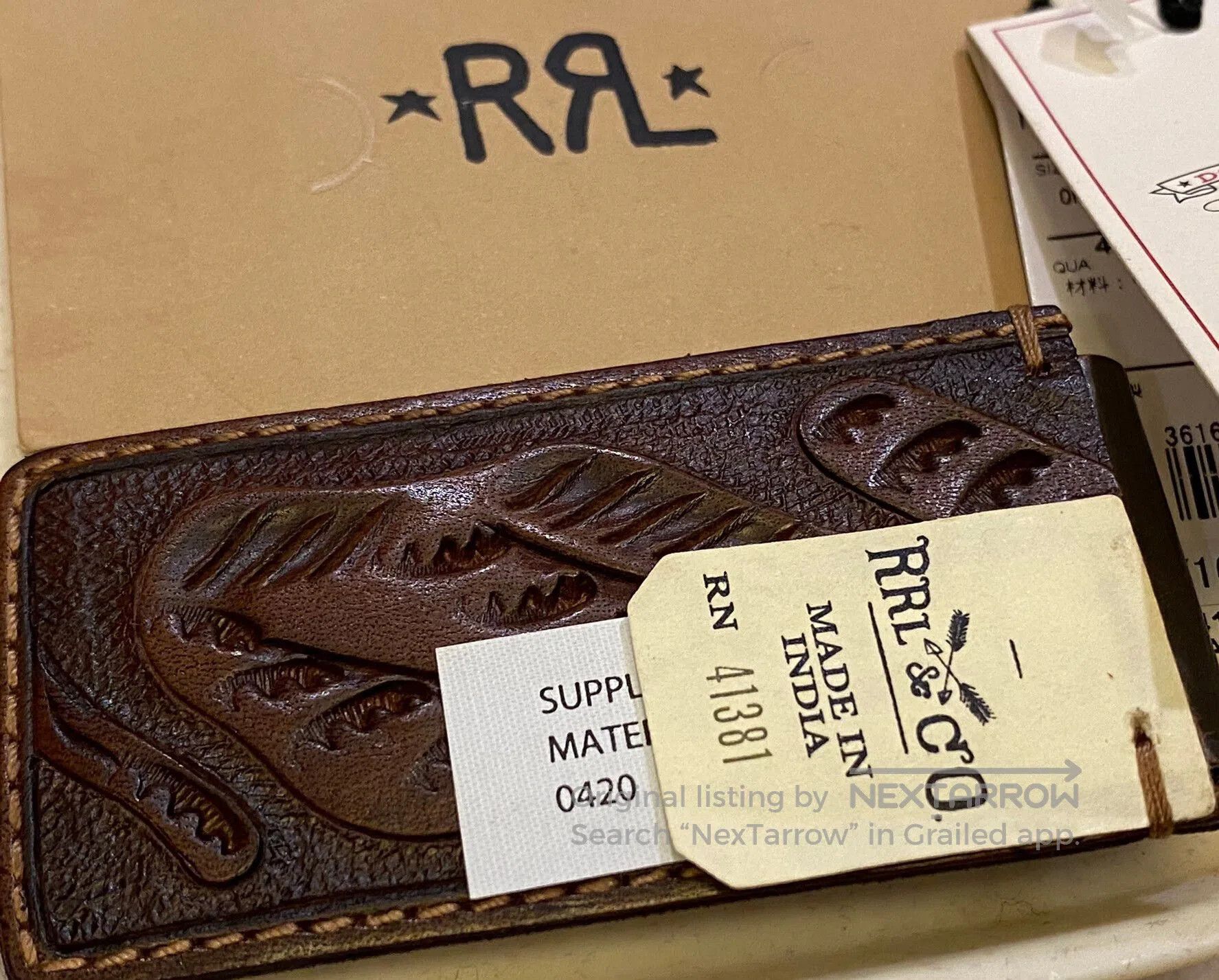 RRL Ralph Lauren RRL Brass Leather Arrow Logo Money Clip. Size ONE SIZE - 8 Thumbnail