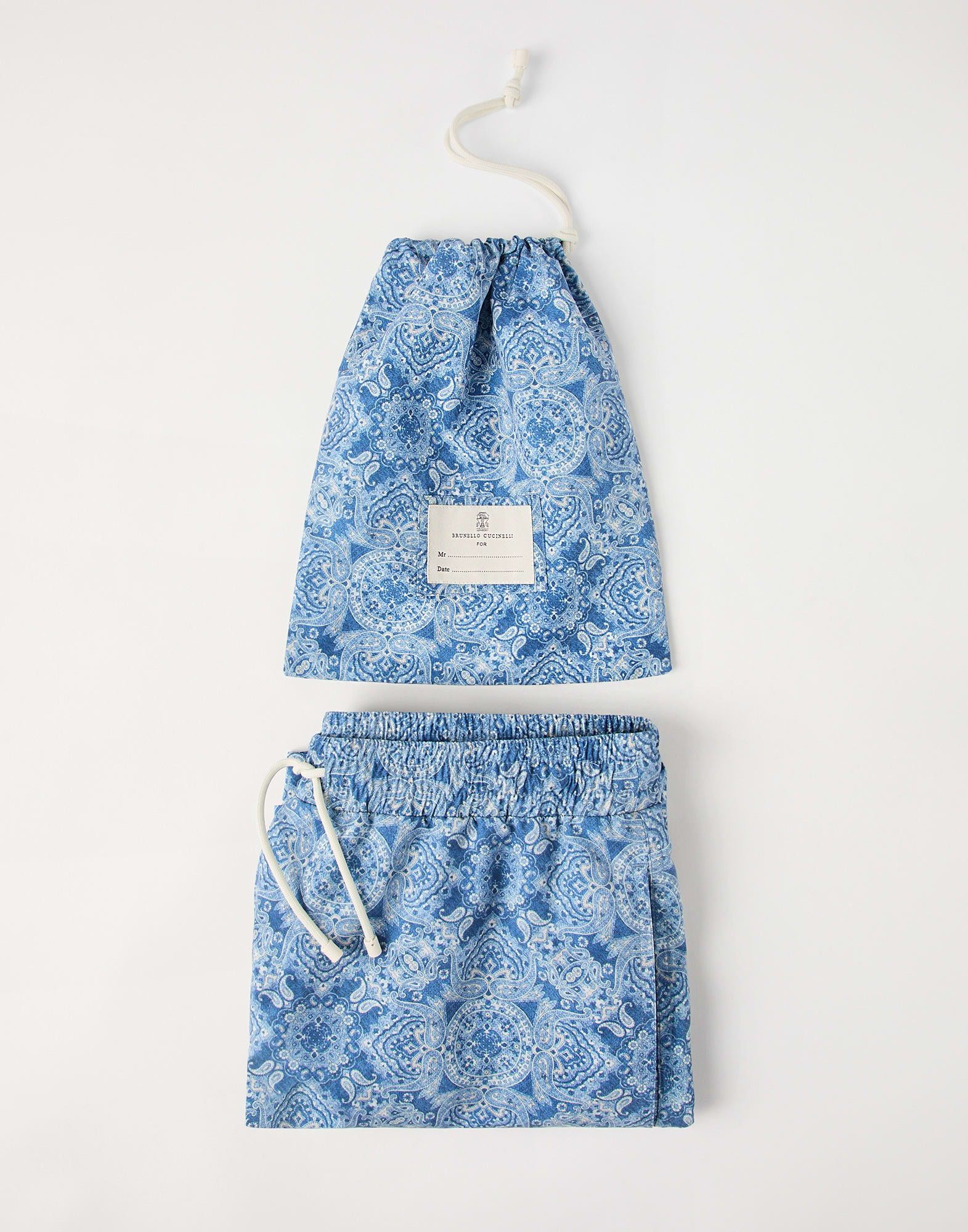 Brunello Cucinelli o1la1rc1a0326 Paisley Nylon Swim Shorts in Blue Size US 30 / EU 46 - 4 Thumbnail