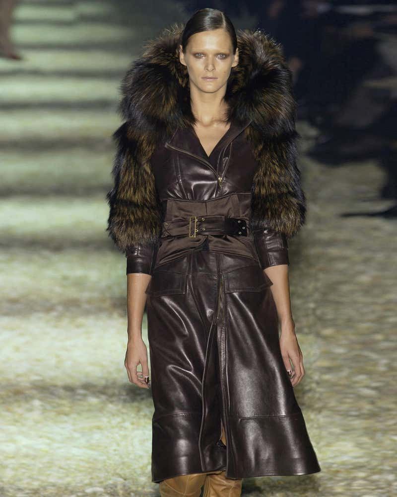 Gucci GUCCI Tom Ford FW2003 Runway Leather Coat Archive Rare Size S / US 4 / IT 40 - 1 Thumbnail