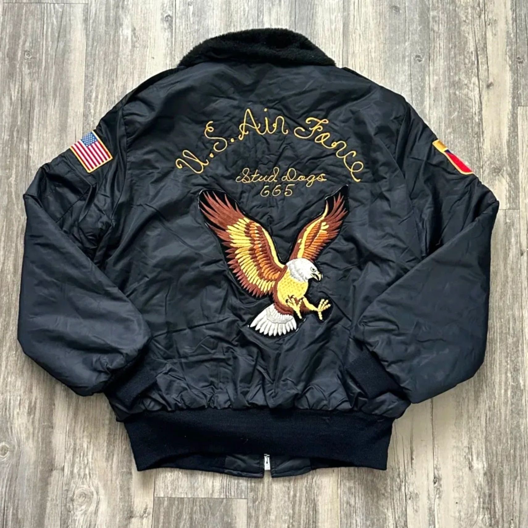 Vintage VINTAGE Timber King Bomber Jacket Men M Black Chain Stitched USAF 70s Cotton Jacket Size US M / EU 48-50 / 2 - 5 Thumbnail