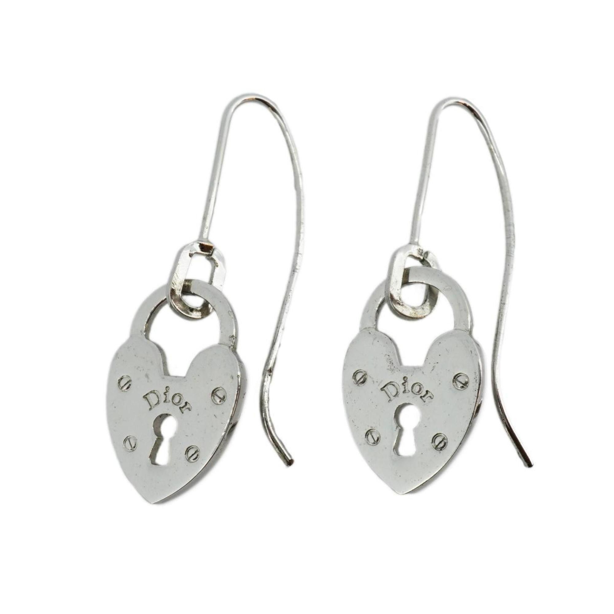image of Christian Dior Earrings, Dior, Heart Motif, Metal Material, Silver, Women's