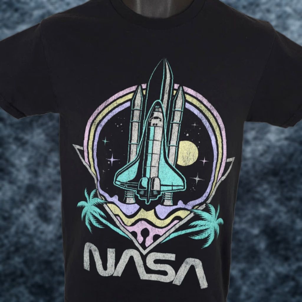 NASA NASA T Shirt Mens Small Black Space Shuttle Palm Trees Goodie Two Sleeves T-Shirt Cotton Crew Neck Short Sleeve Mens Space Size US S / EU 44-46 / 1 - 1 Thumbnail