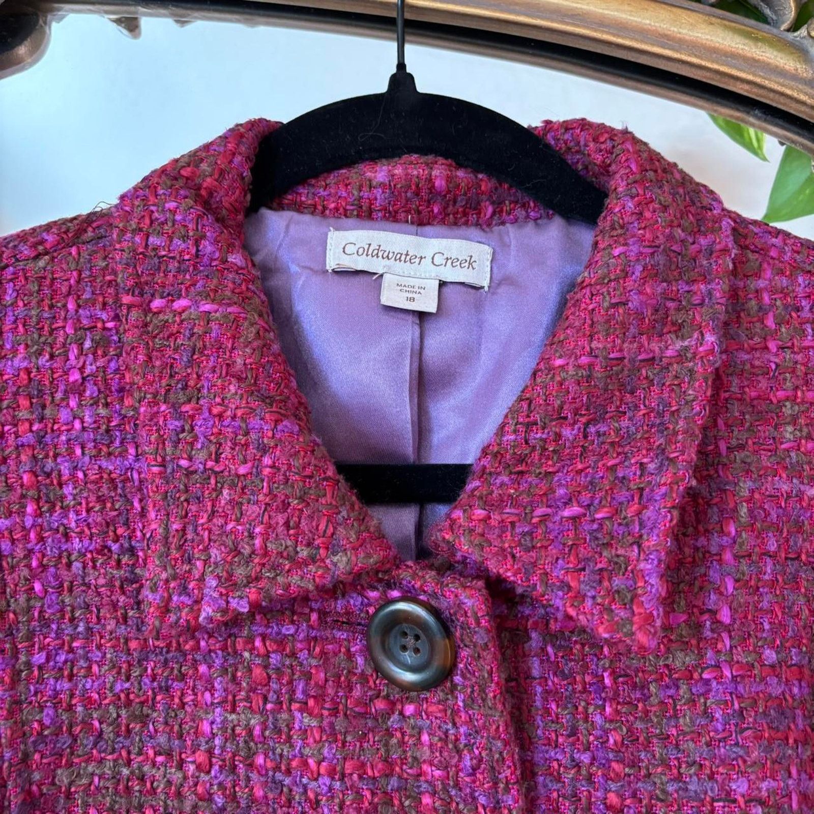Coldwater Creek Coldwater Creek Purple Green Tweed Peacoat 18 Preppy Grandma Size XXL / US 16-18 / IT 52-54 - 4 Thumbnail
