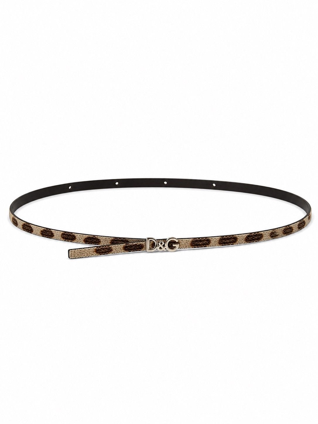 Dolce & Gabbana Dolce & Gabbana Leopard Haircalf Skinny Belt D&G Logo Size ONE SIZE - 1 Thumbnail