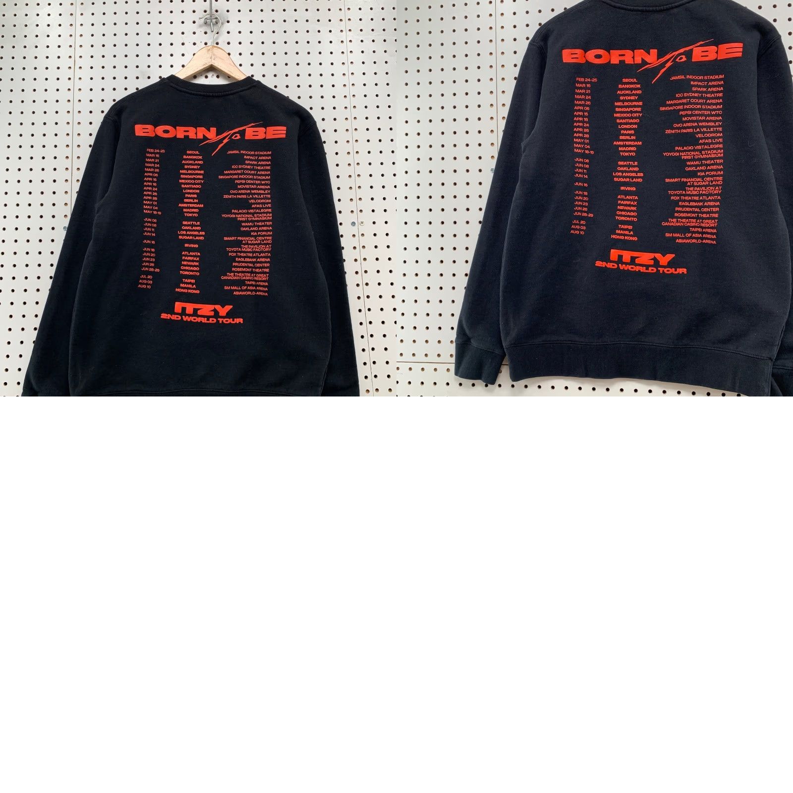 Born VINTAGE ITZY Born To Be Sweatshirt Mens M Black Red K Pop 2nd World Tour Shirt Pullover Crew Neck Music Wordwide Size US M / EU 48-50 / 2 - 9 Thumbnail