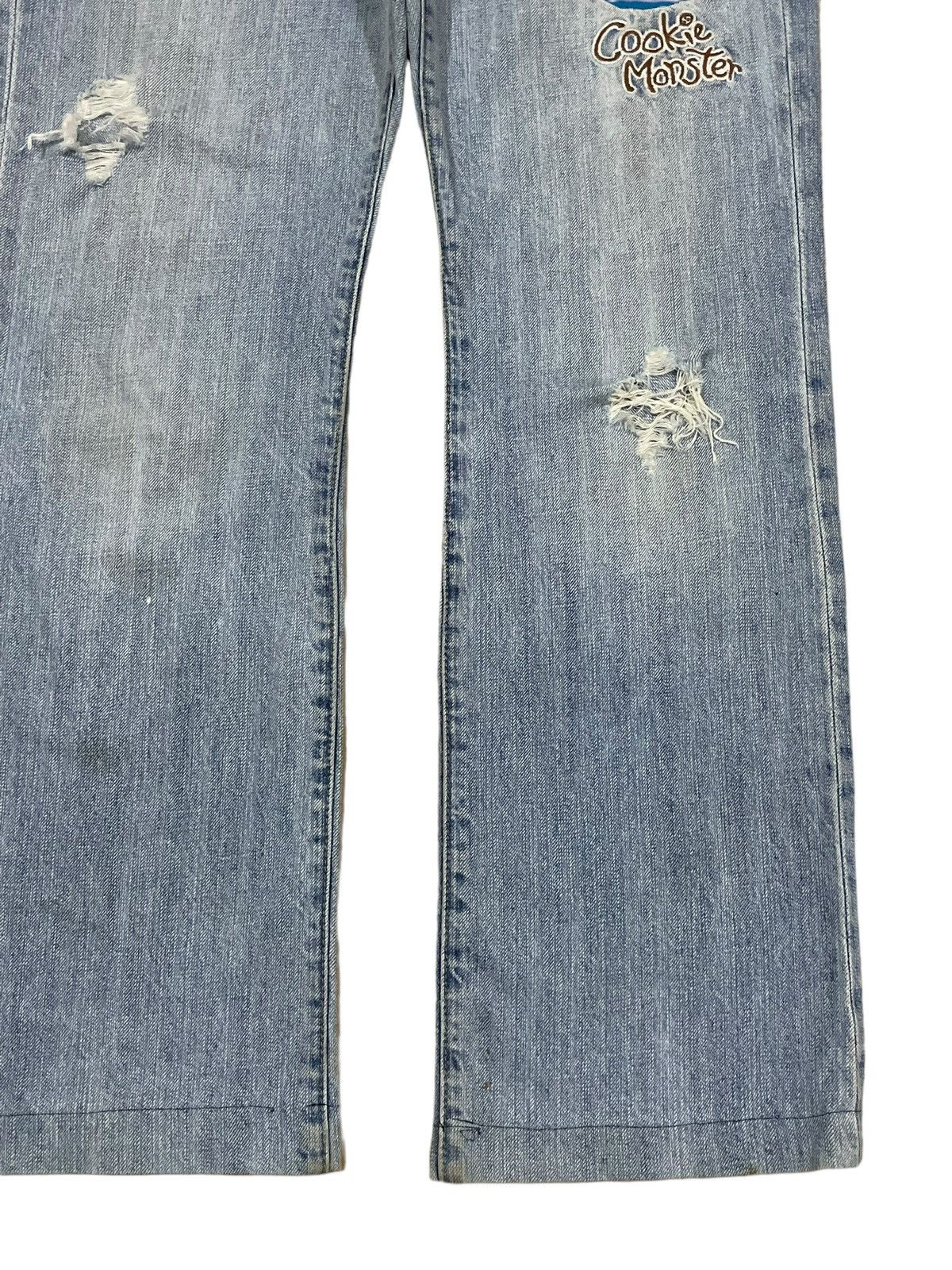 Cartoon Network Y2K Denim Cookie Monster Embroidery Distressed Rappers Jeans Size US 32 / EU 48 - 4 Thumbnail