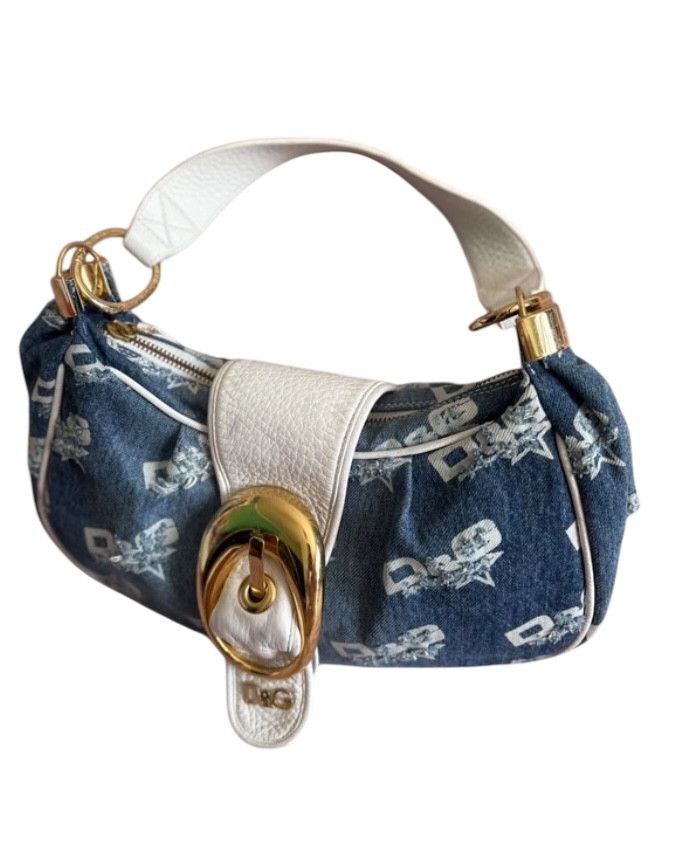 Dolce Gabbana Hand Bag Baguete Shoulder Hobo Denim Ex0108 in Blue, Women's
