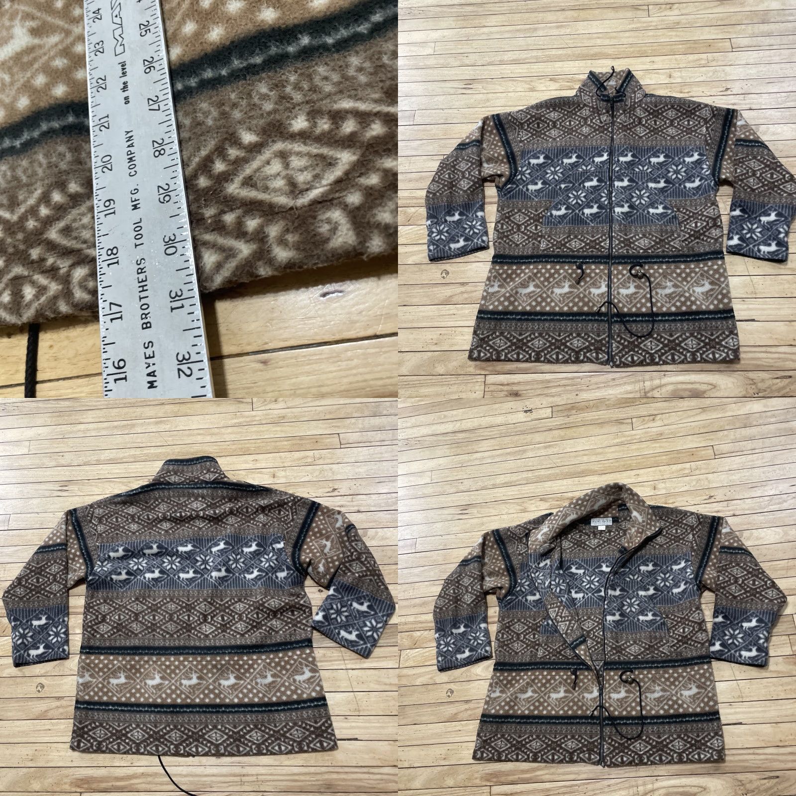 Vintage VINTAGE Slyll New York Sherpa Fleece Sweater Men L Brown Gray Deer Nordic Tribal 90s Full Zip Size US L / EU 52-54 / 3 - 9 Thumbnail