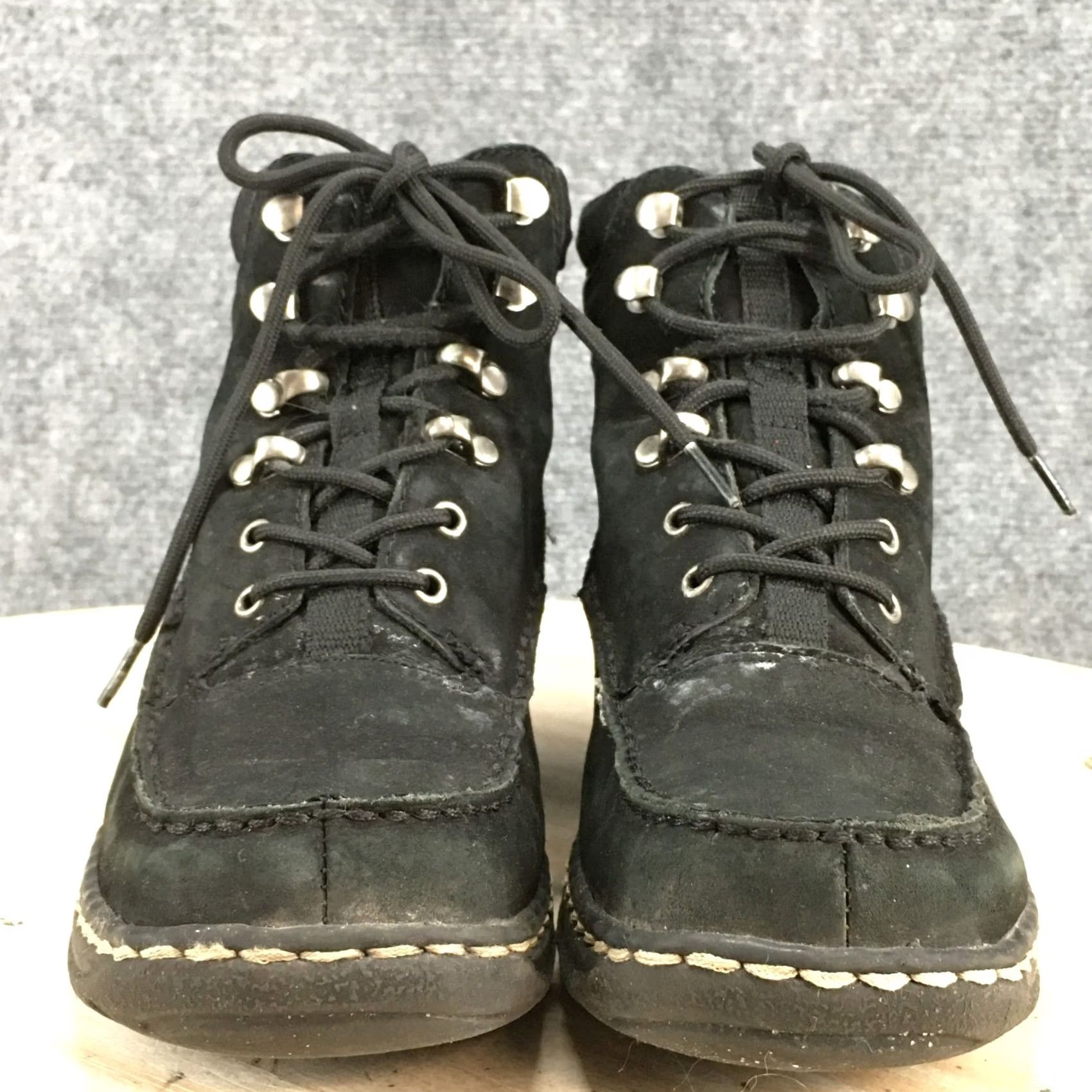 Vintage Sonoma Boots Womens 7 M Jasper Ankle Booties Black Leather Moc Toe Wedge Heels - China Size US 7 / IT 37 - 5 Thumbnail