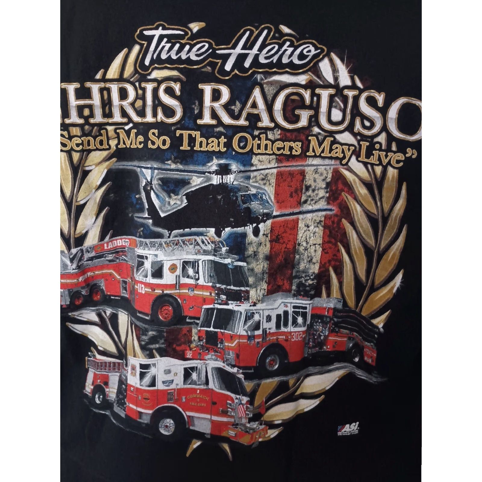 Vintage FDNY T-shirt In Memory Of ASI True Hero T-shirt Black Size L Men Fire Engine Hero Shirts Size US L / EU 52-54 / 3 - 3 Thumbnail