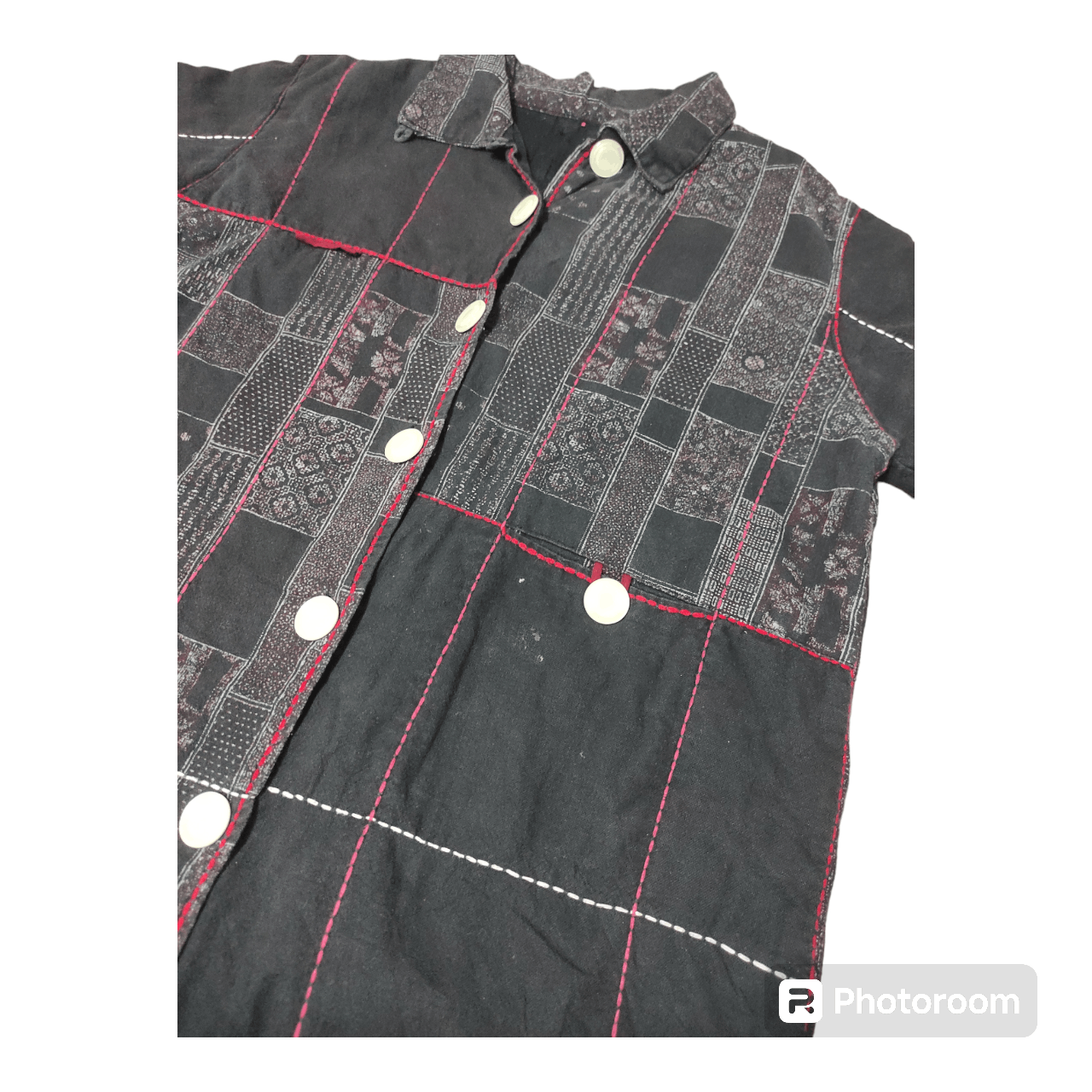 BEL ABIE BIG BUTTON UP PATCHWORK HANDMADE STYLE JACKET
