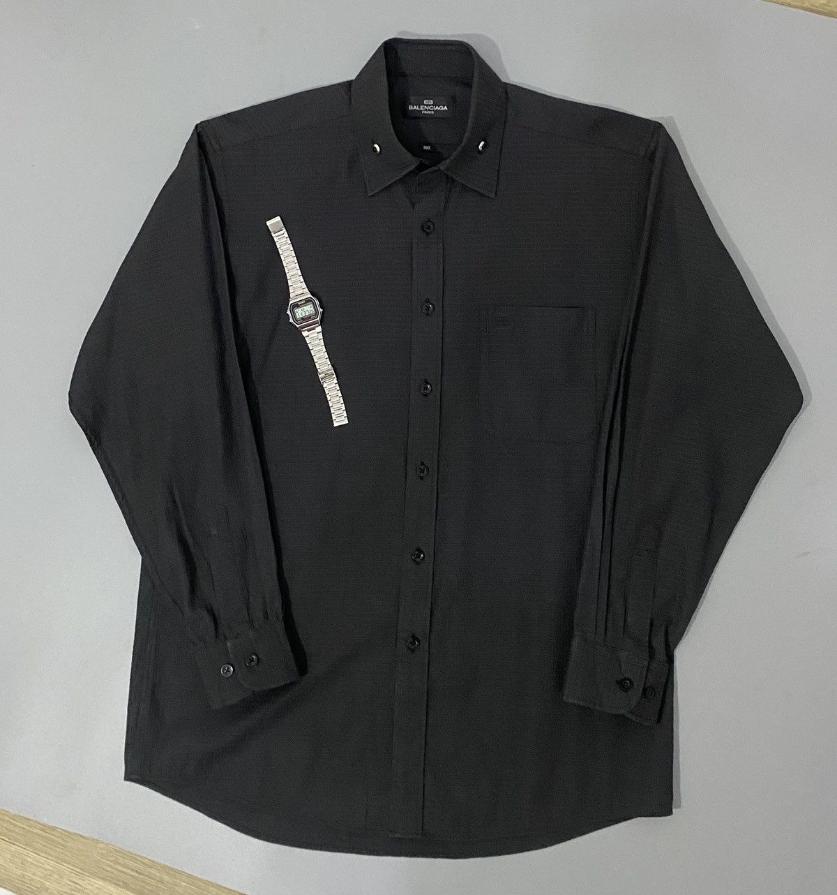 Balenciaga × Vintage 💥All Black💥Balenciaga Shirt Buttons Up Size US L / EU 52-54 / 3 - 1 Thumbnail