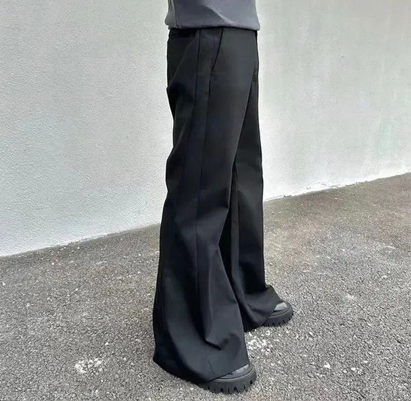 Japanese Brand × Jean × Vintage Cotton Embroidery Baggy Black Flare Pants Size US 32 / EU 48 - 2 Thumbnail