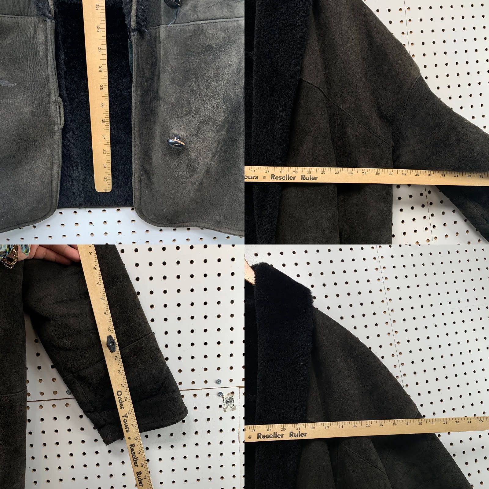 Vintage VINTAGE Steve By Searle Suede Coat Womens L Black Faux Fur Liner Shearling Overcoat Mid-Length Long Sleeve Winter Size L / US 10 / IT 46 - 9 Thumbnail