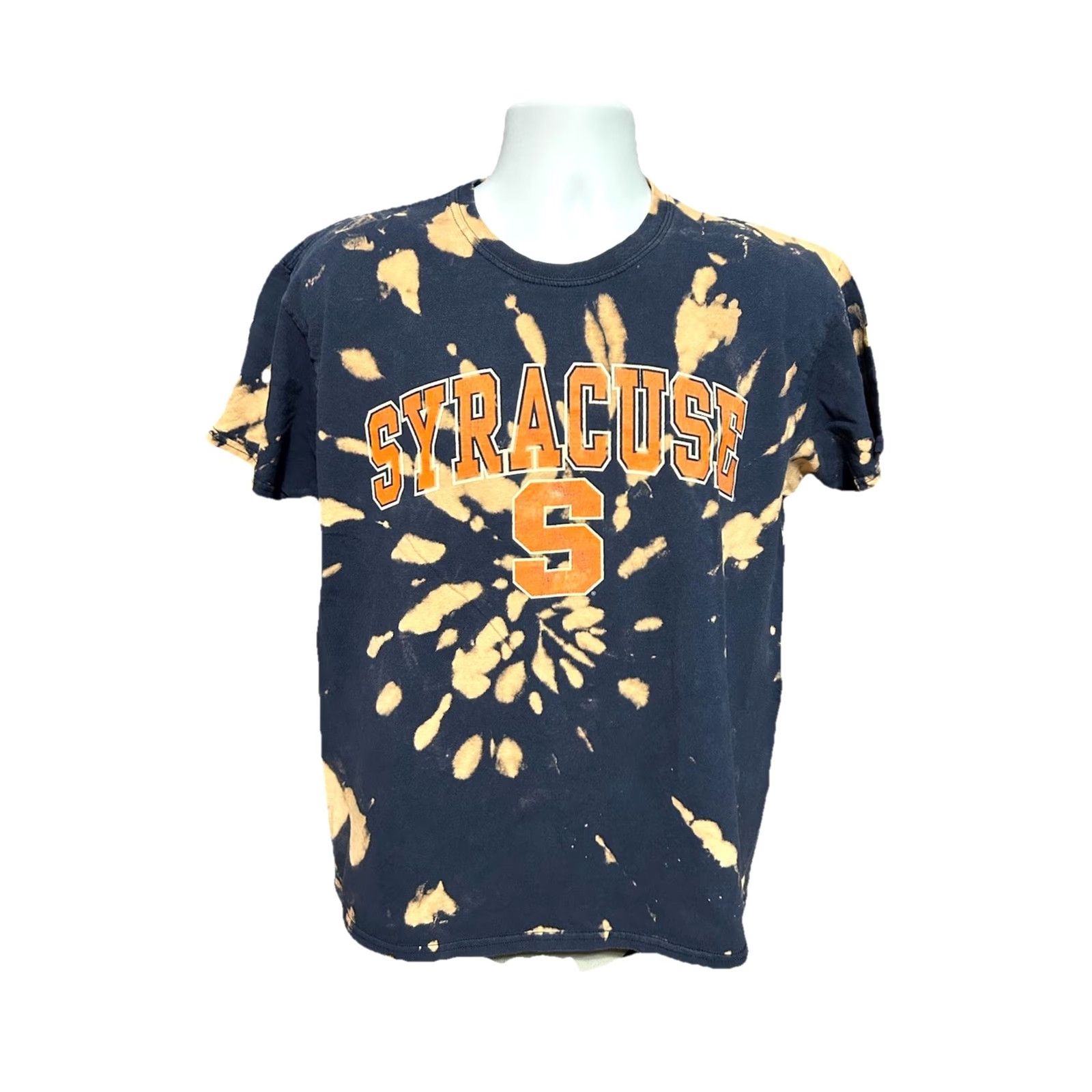 Gildan VTG Syracuse University Tie Dye Shirt Adult Large Navy Orange Gildan Heavy Cotton Graphic Print Crew Neck Short Sleeve Unisex Adults Size US L / EU 52-54 / 3 - 4 Thumbnail